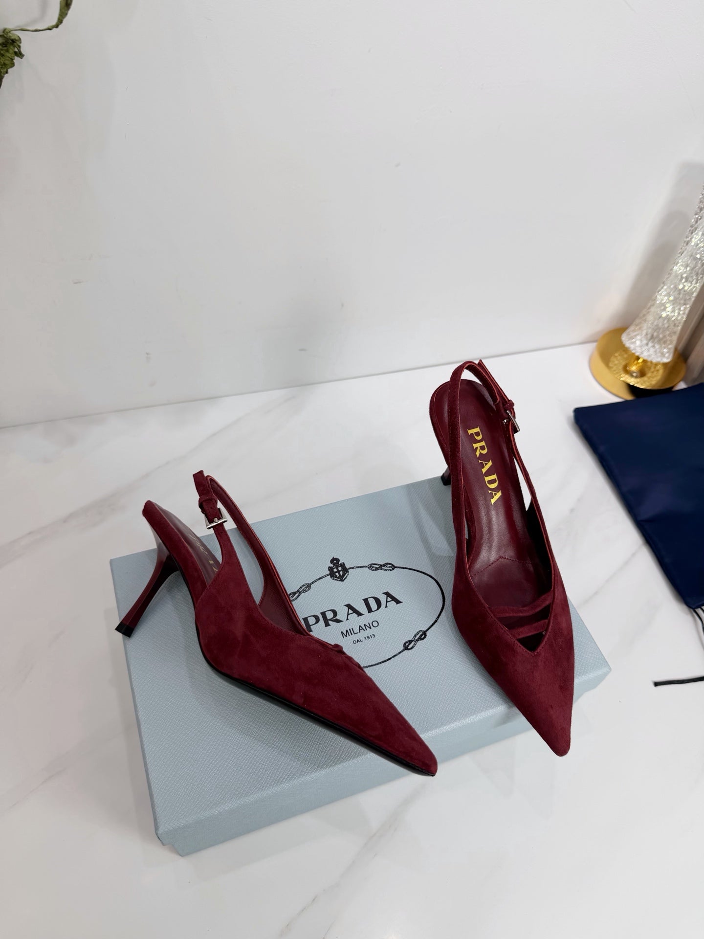 PRA 26SS Slingback 75 Burgundy Suede 592344