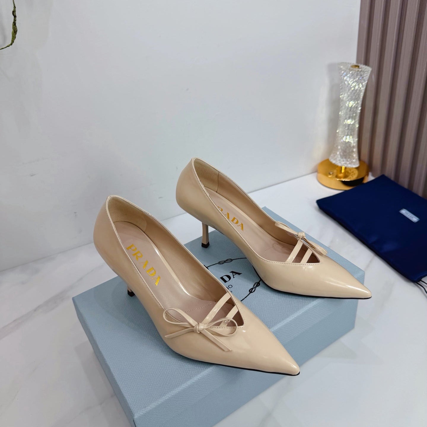 PRA 26SS High Heels Pumps 75 Beige Patent Leather 592355