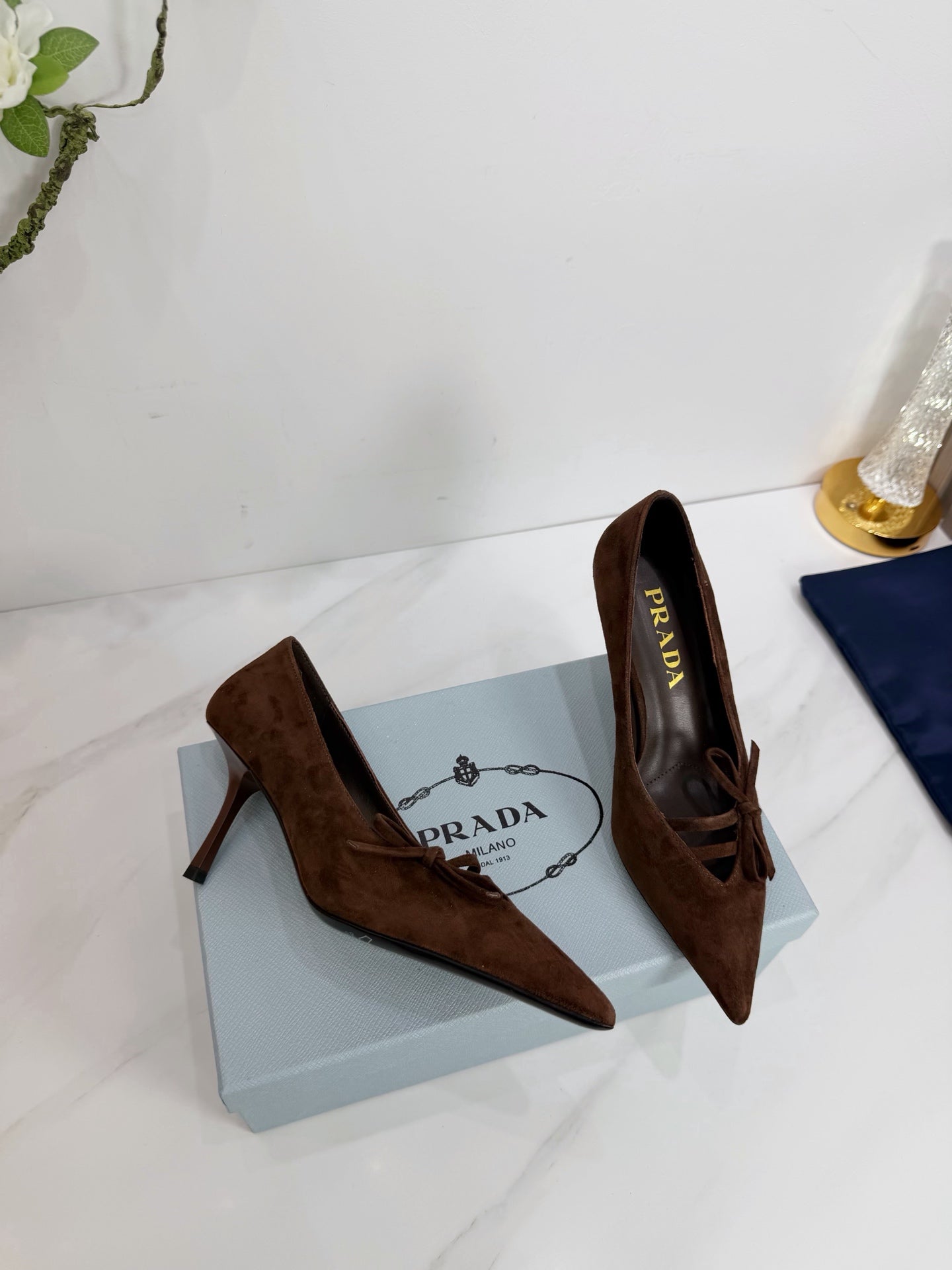 PRA 26SS High Heels Pumps 75 Dark Brown Suede 592358