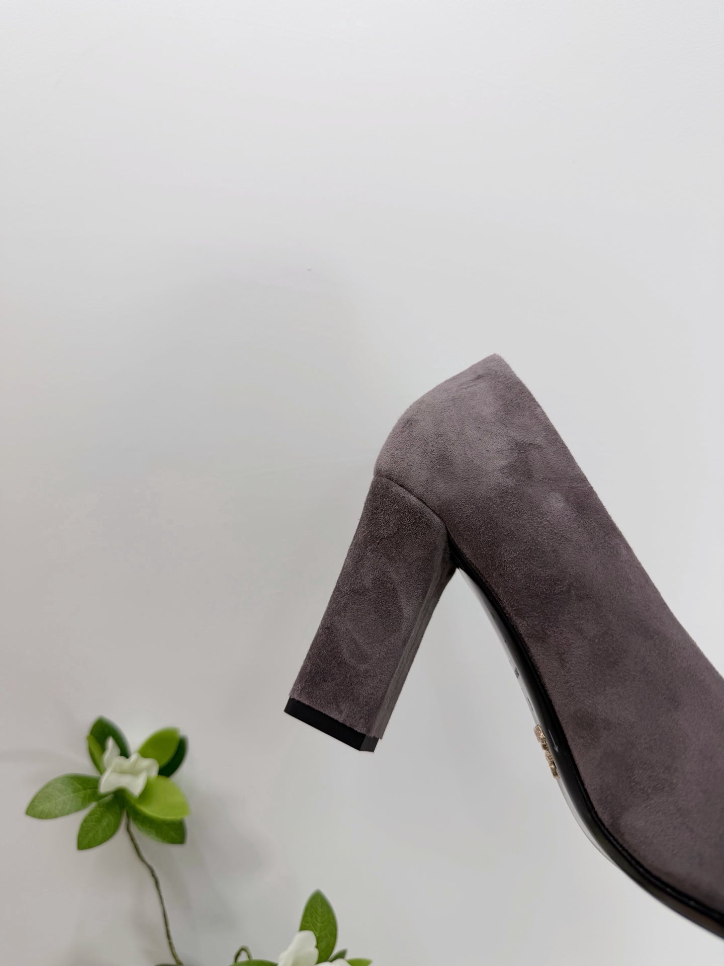 PRA 26SS Square-toe Block Heels  85 Dark Gray Suede 592361