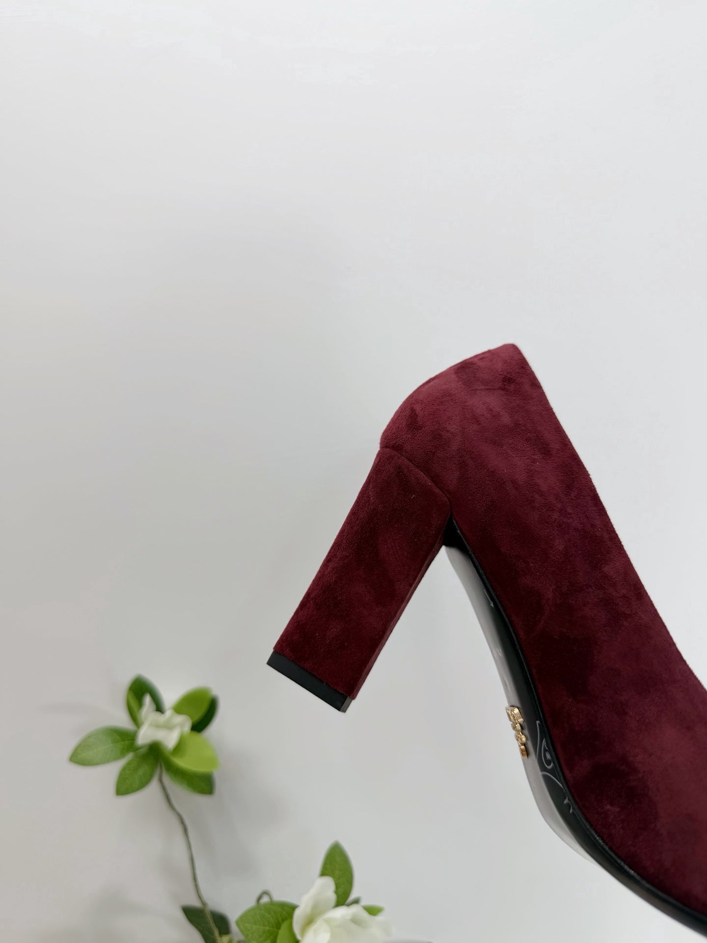 PRA 26SS Square-toe Block Heels  85 Burgundy Suede 592359