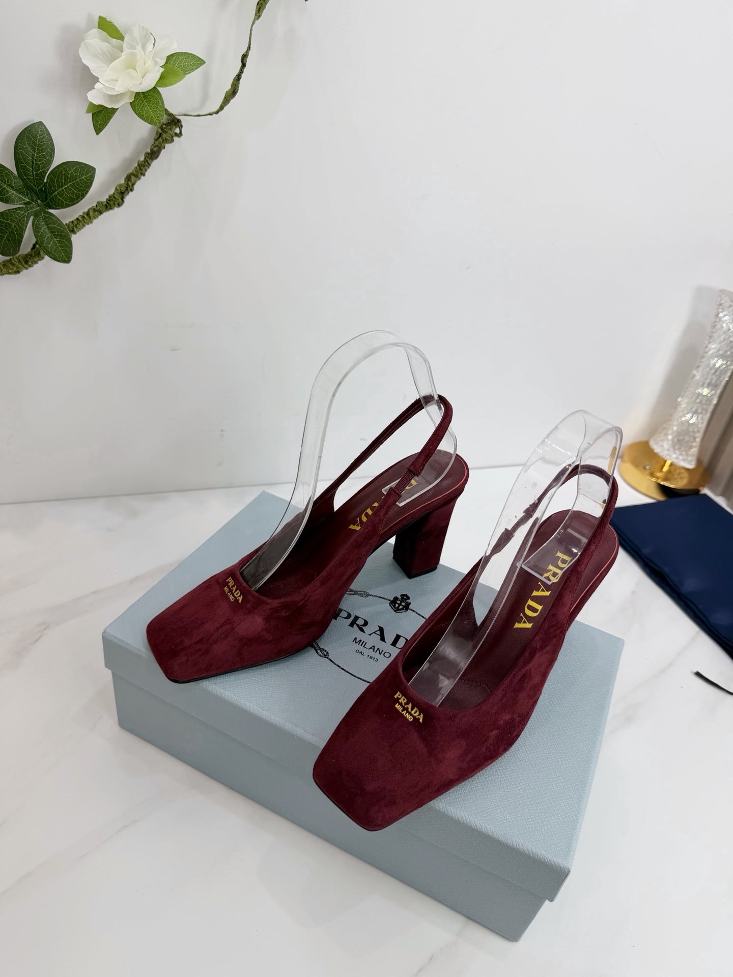PRA 26SS Slingback 85 Burgundy Suede 592365