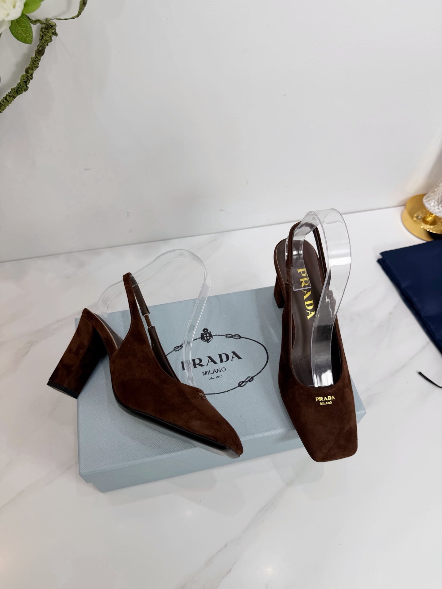 PRA 26SS Slingback 85 Dark Brown Suede 592366