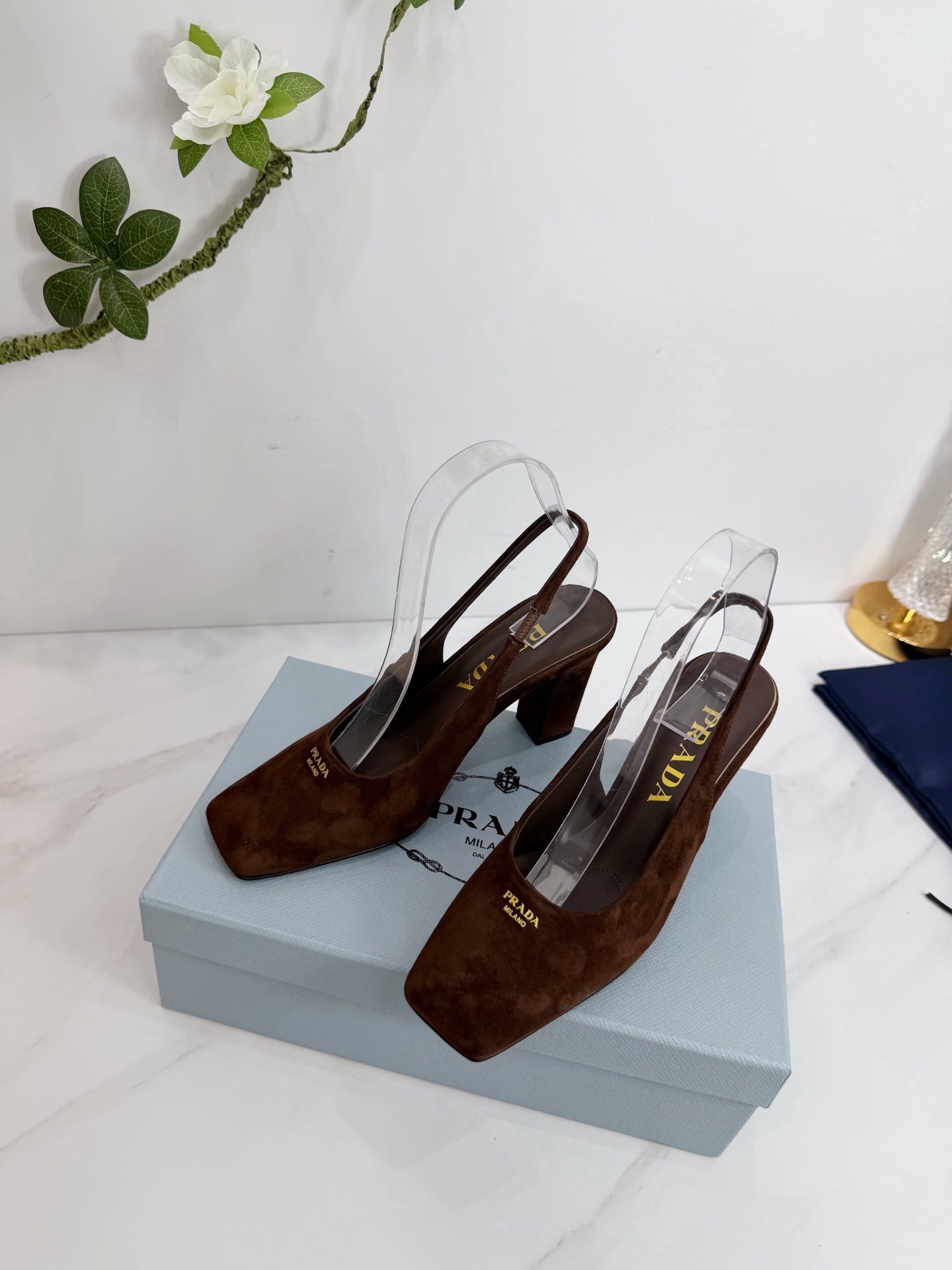 PRA 26SS Slingback 85 Dark Brown Suede 592366
