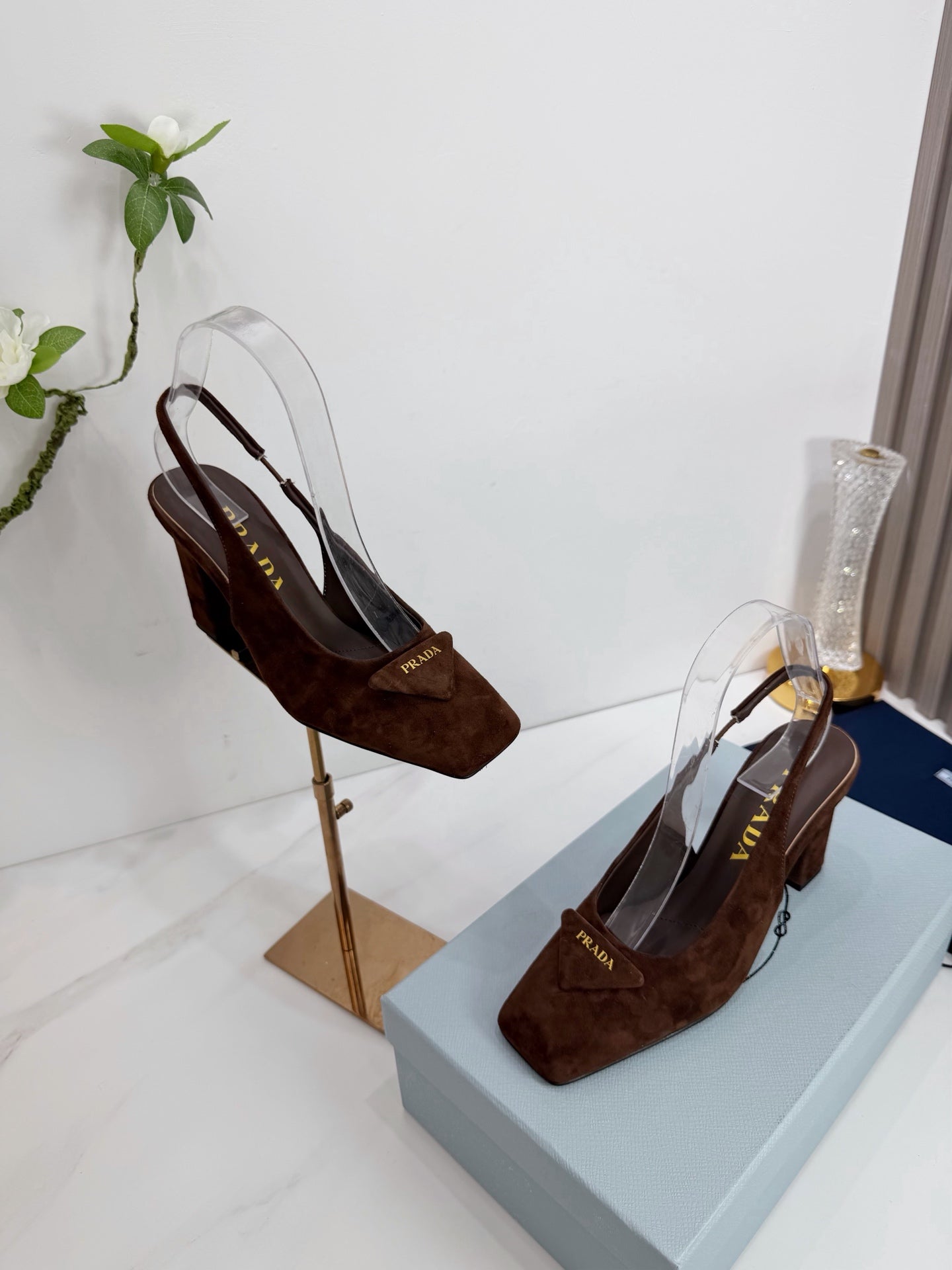 PRA 26SS Slingback 85 Dark Brown Suede 592374