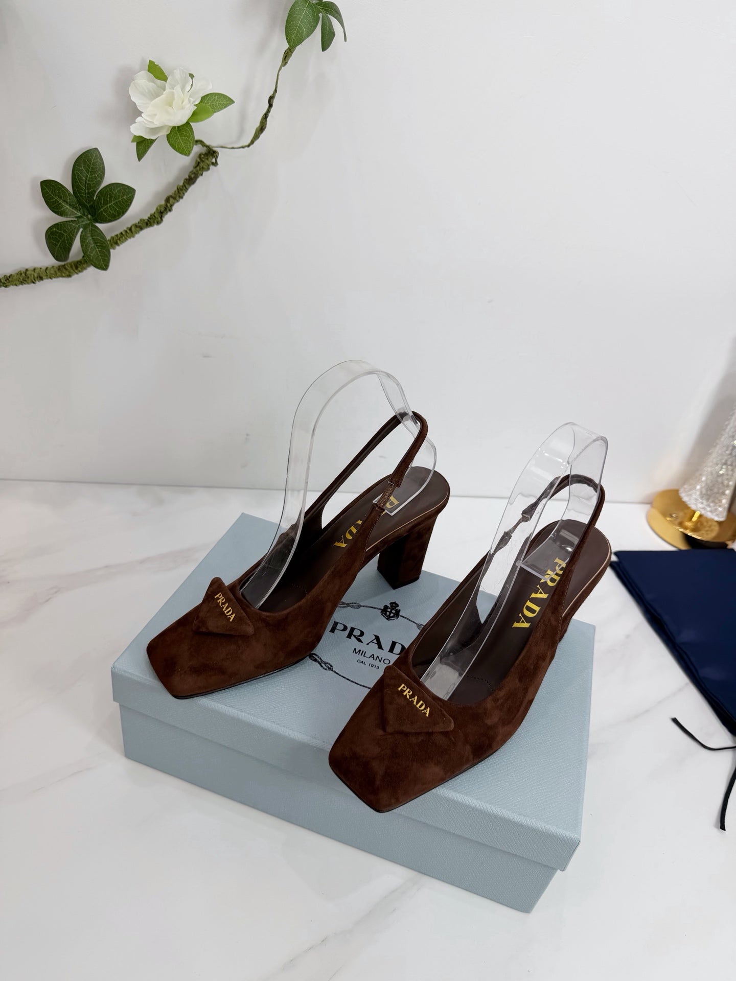 PRA 26SS Slingback 85 Dark Brown Suede 592374