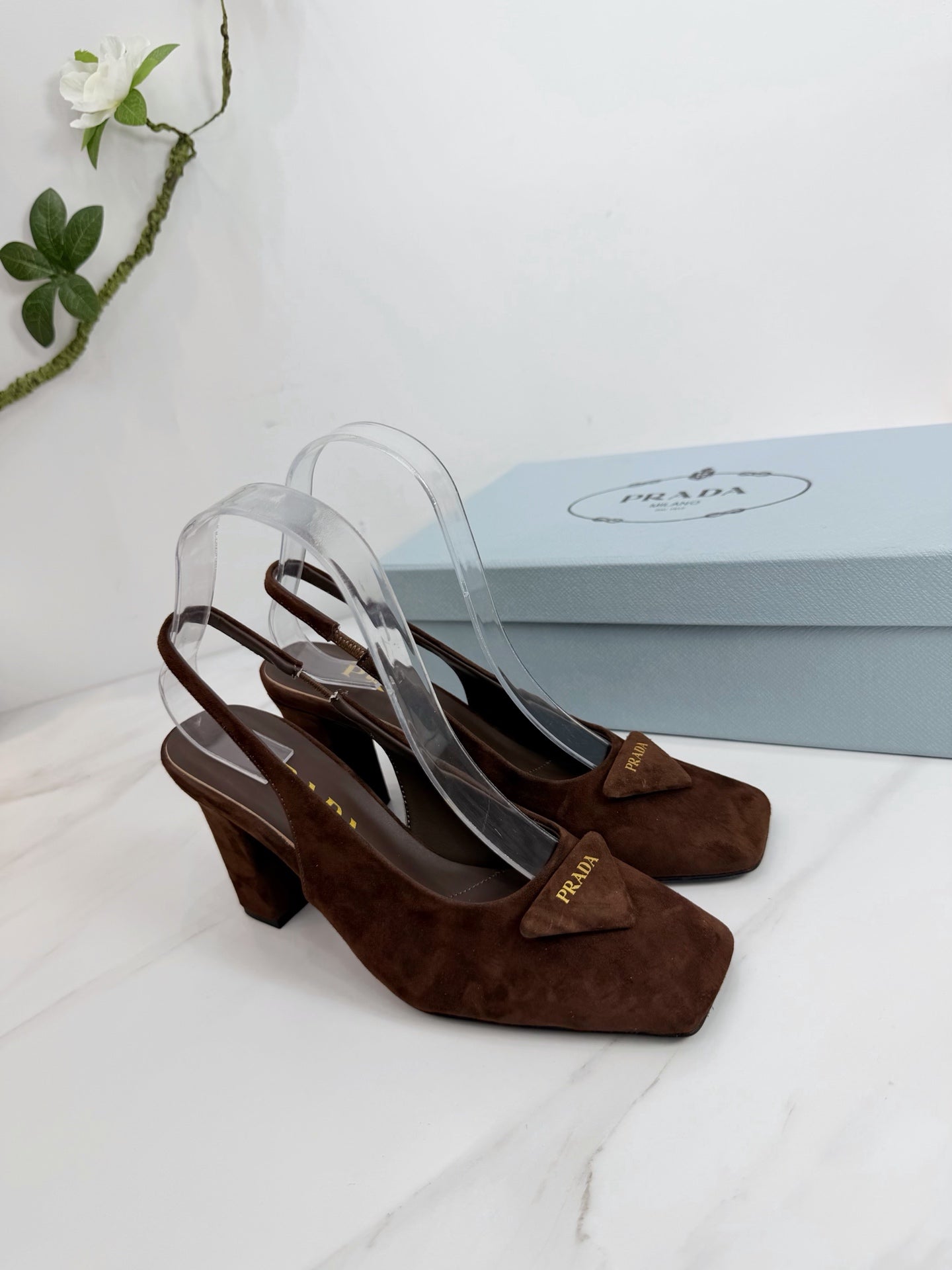 PRA 26SS Slingback 85 Dark Brown Suede 592374