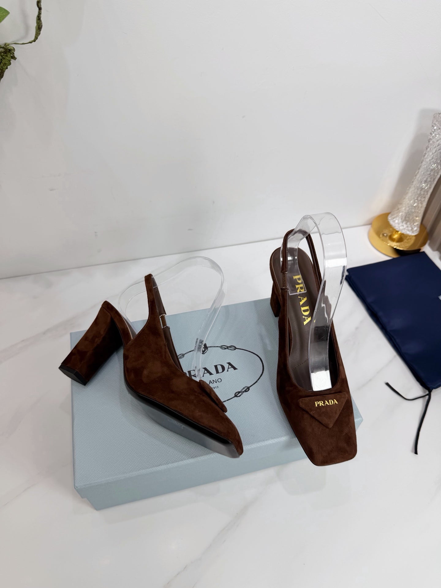 PRA 26SS Slingback 85 Dark Brown Suede 592374