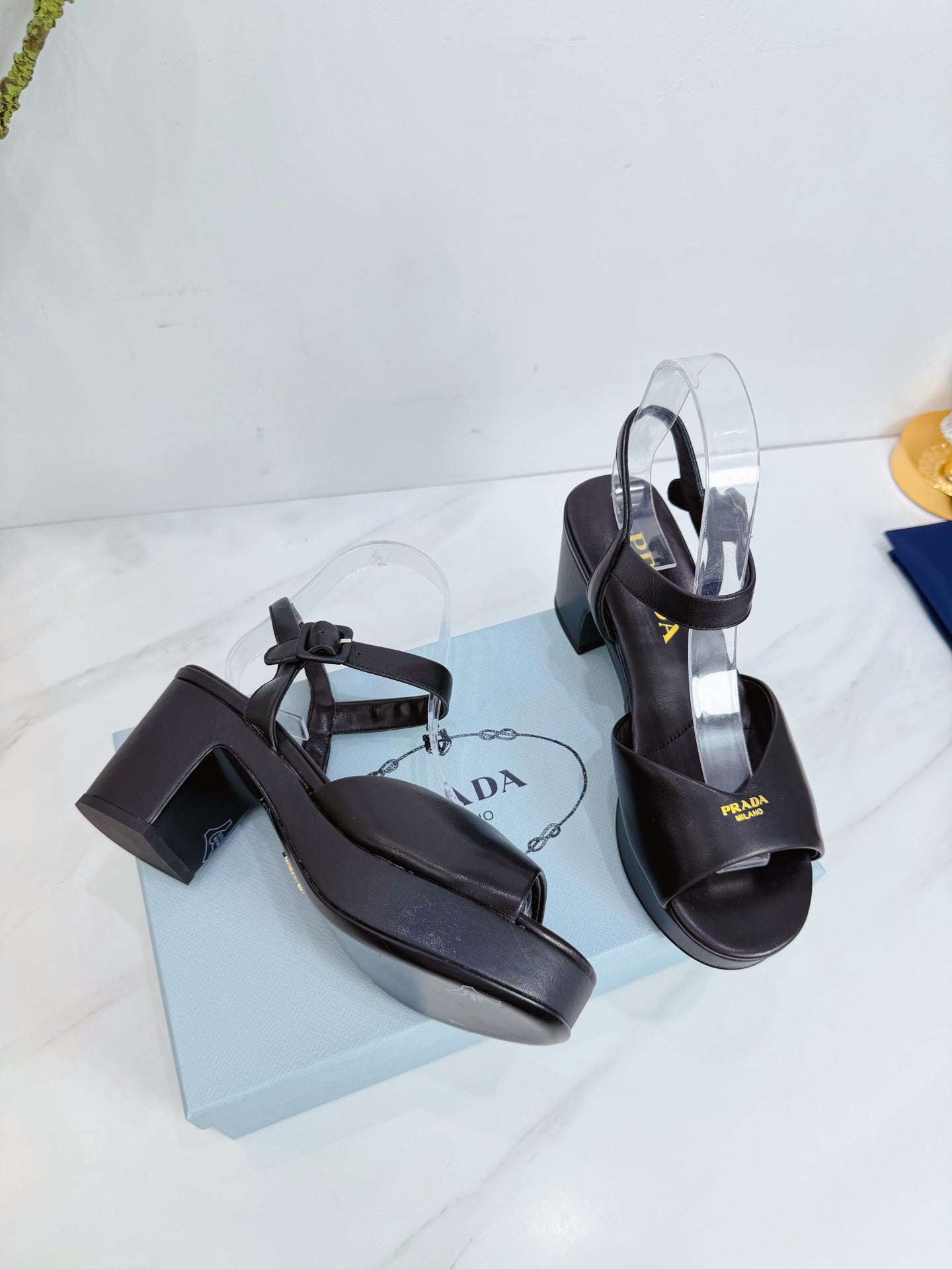 PRA 26SS Platform Sandals 75 Black Sheepskin 592376