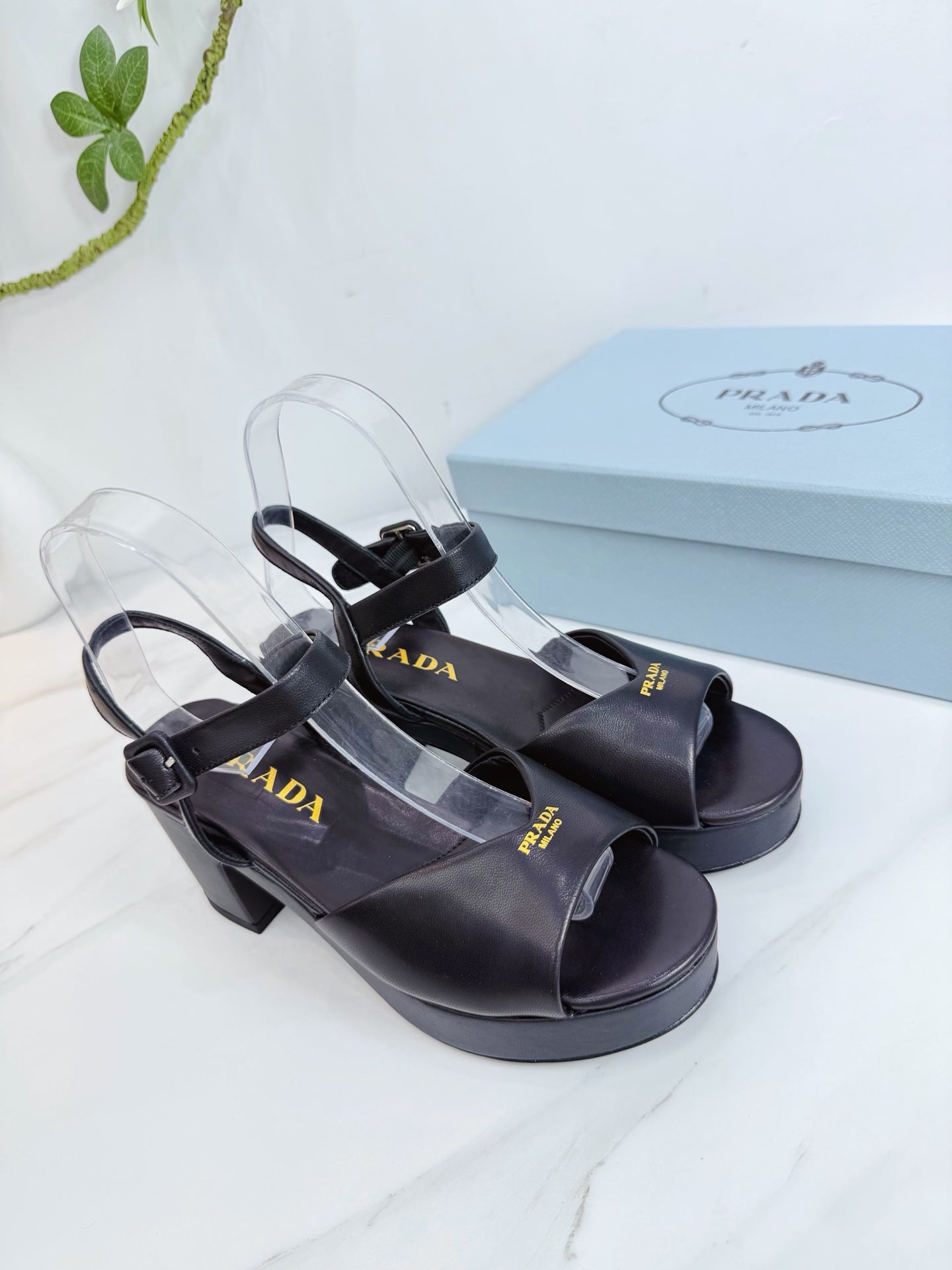 PRA 26SS Platform Sandals 75 Black Sheepskin 592376