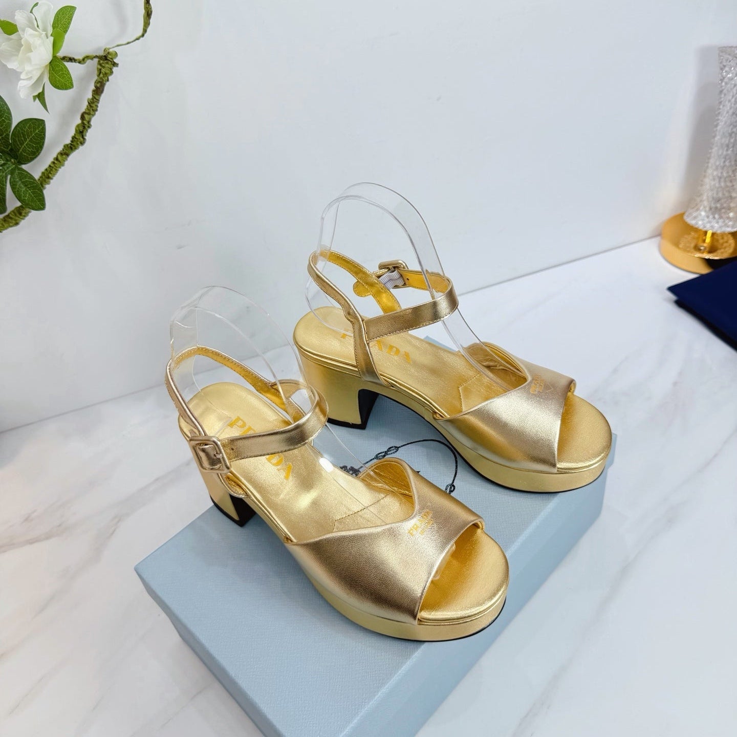 PRA 26SS Platform Sandals 75 Gold Metallic Sheepskin 592377