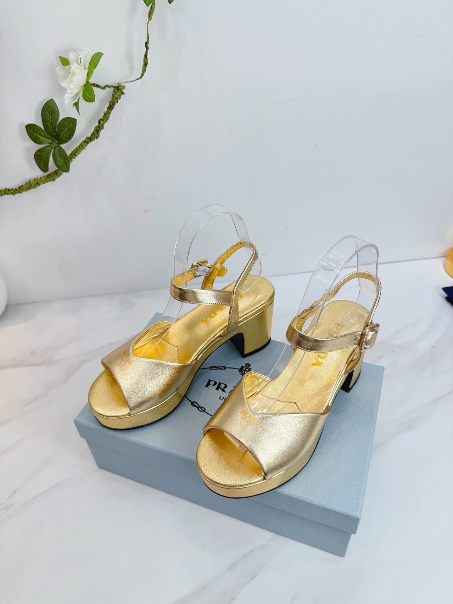 PRA 26SS Platform Sandals 75 Gold Metallic Sheepskin 592377