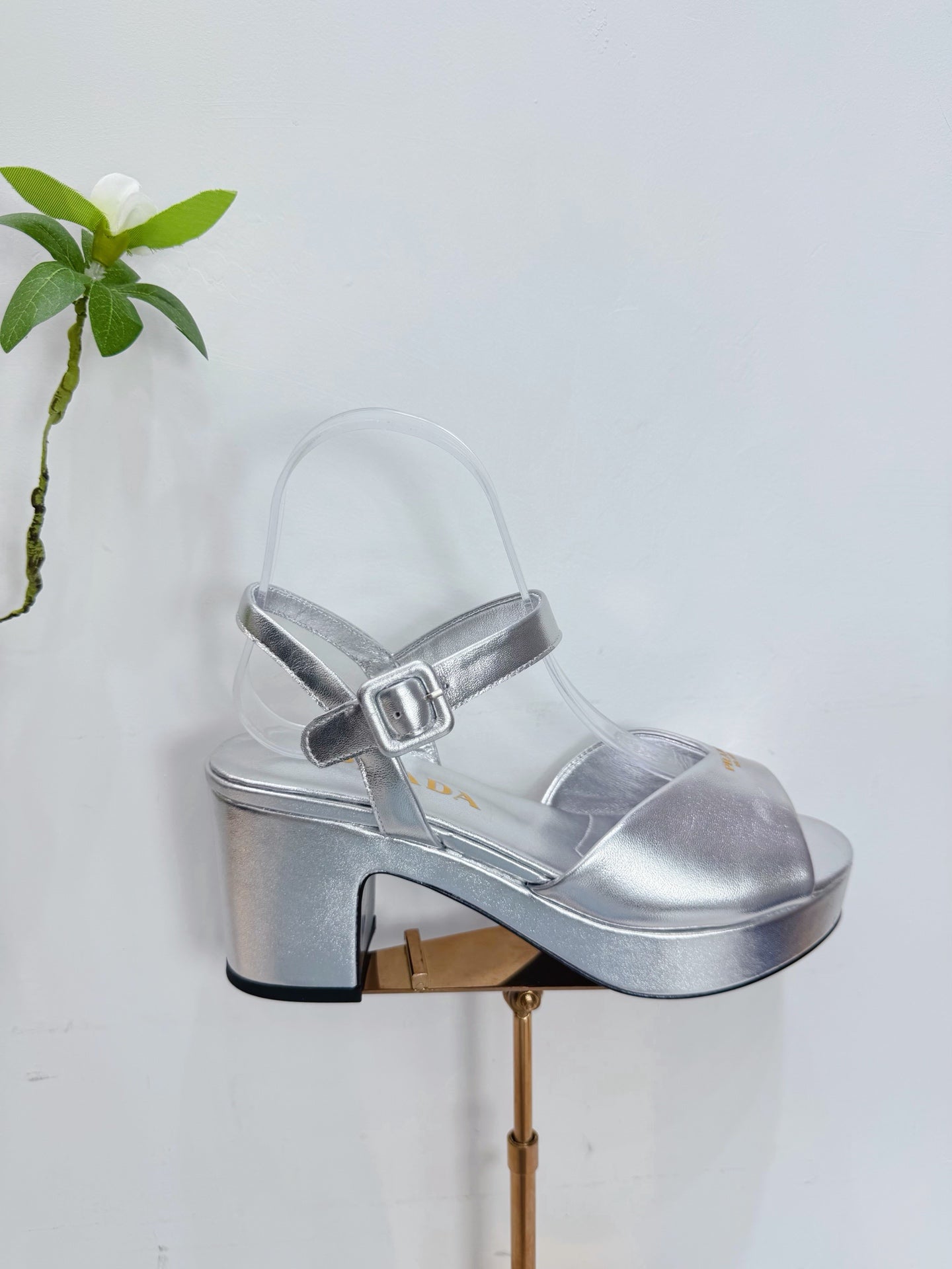 PRA 26SS Platform Sandals 75 Sliver Metallic Sheepskin 592378