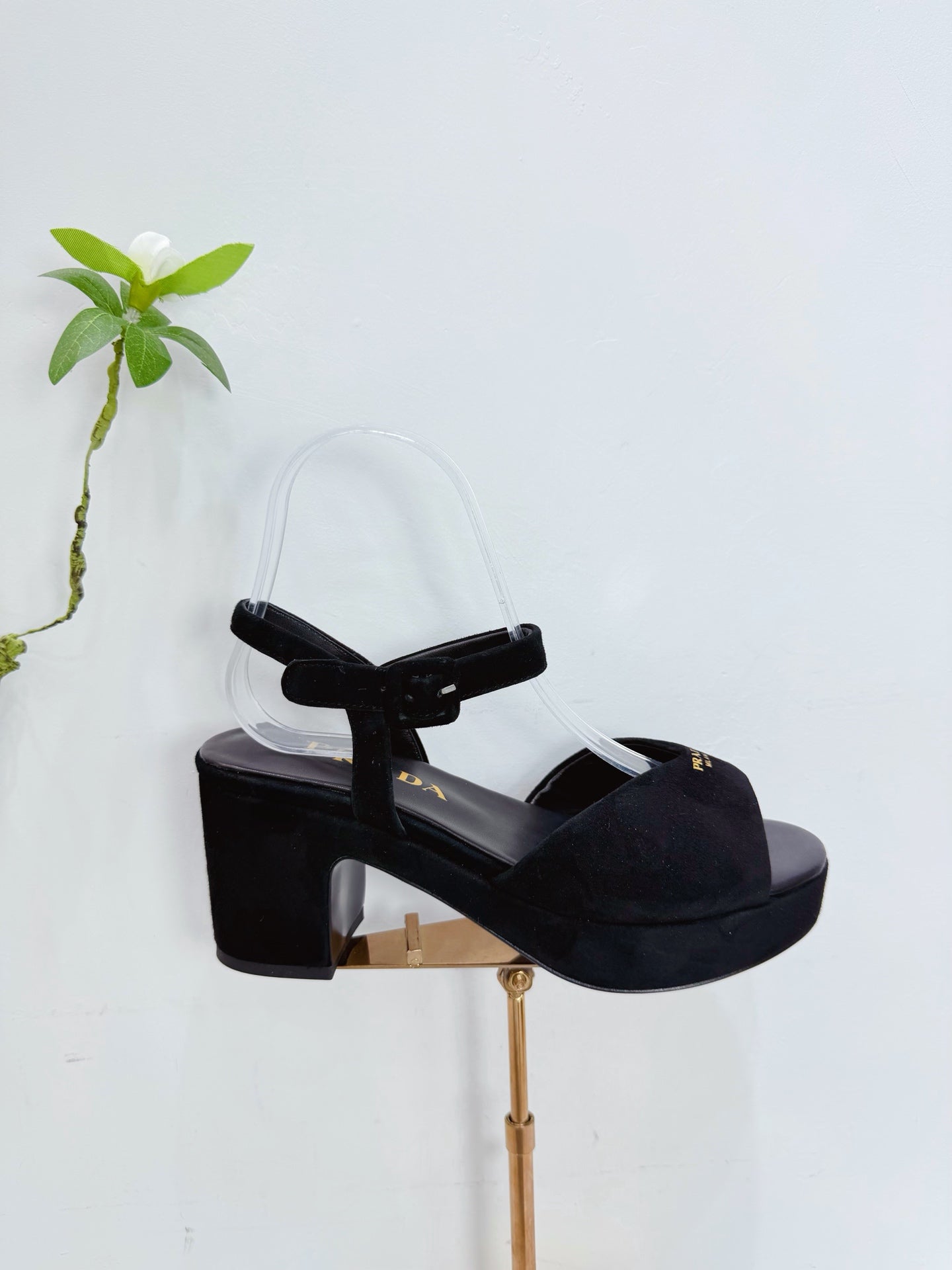 PRA 26SS Platform Sandals 75 Black Suede Sheepskin 592379