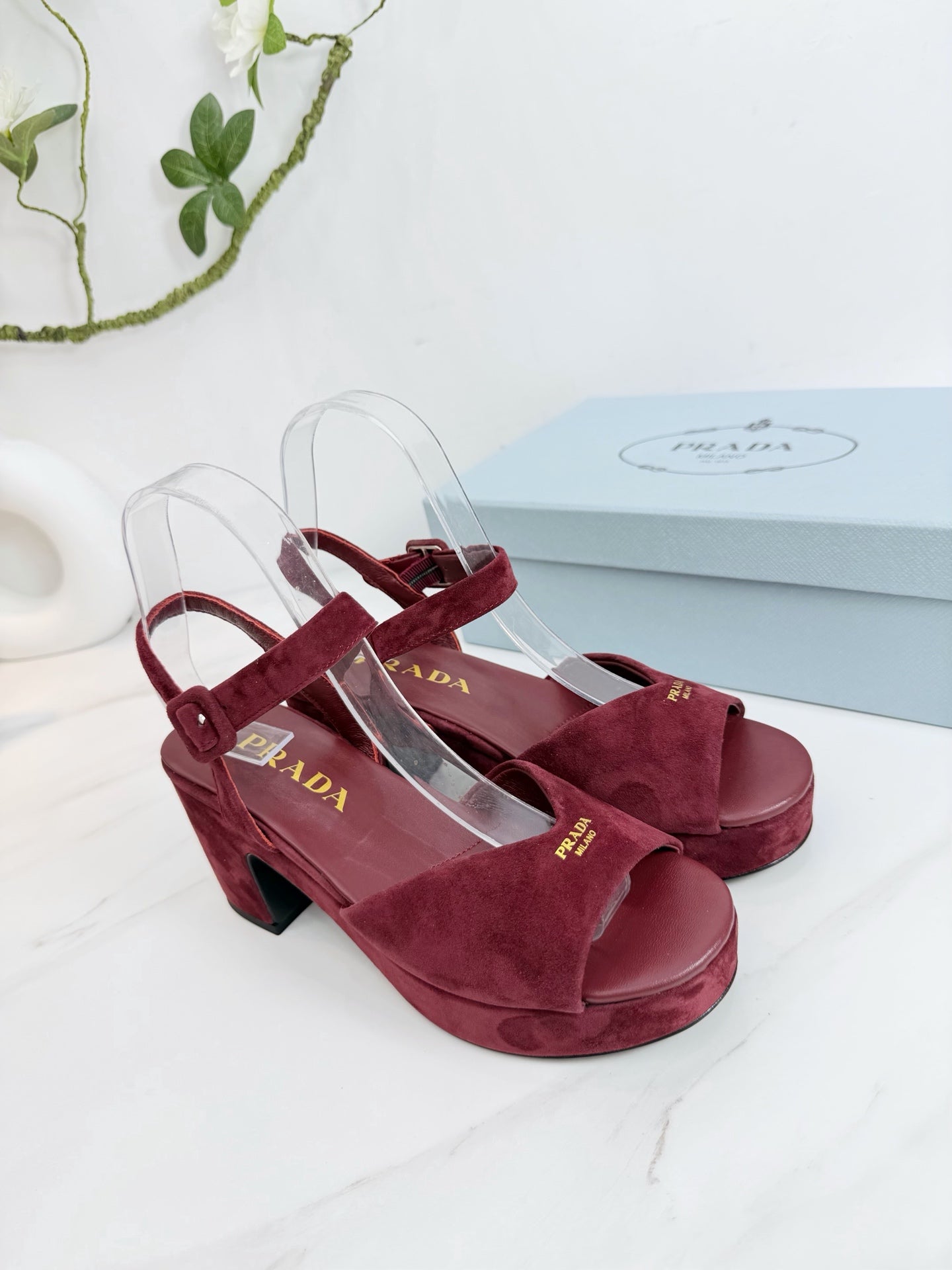 PRA 26SS Platform Sandals 75 Red Suede Sheepskin 592380