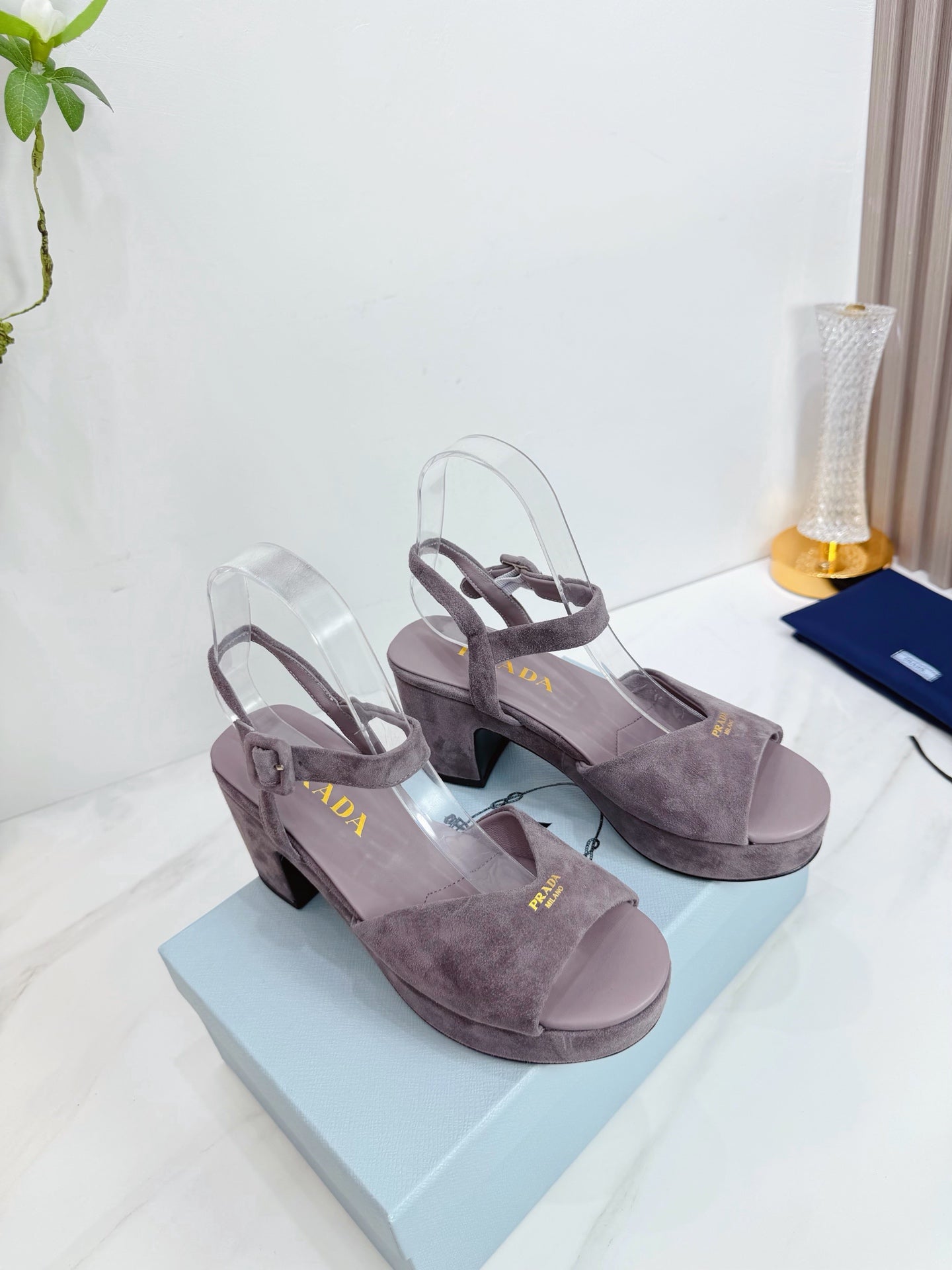 PRA 26SS Platform Sandals 75 Light Purple Suede Sheepskin 592381