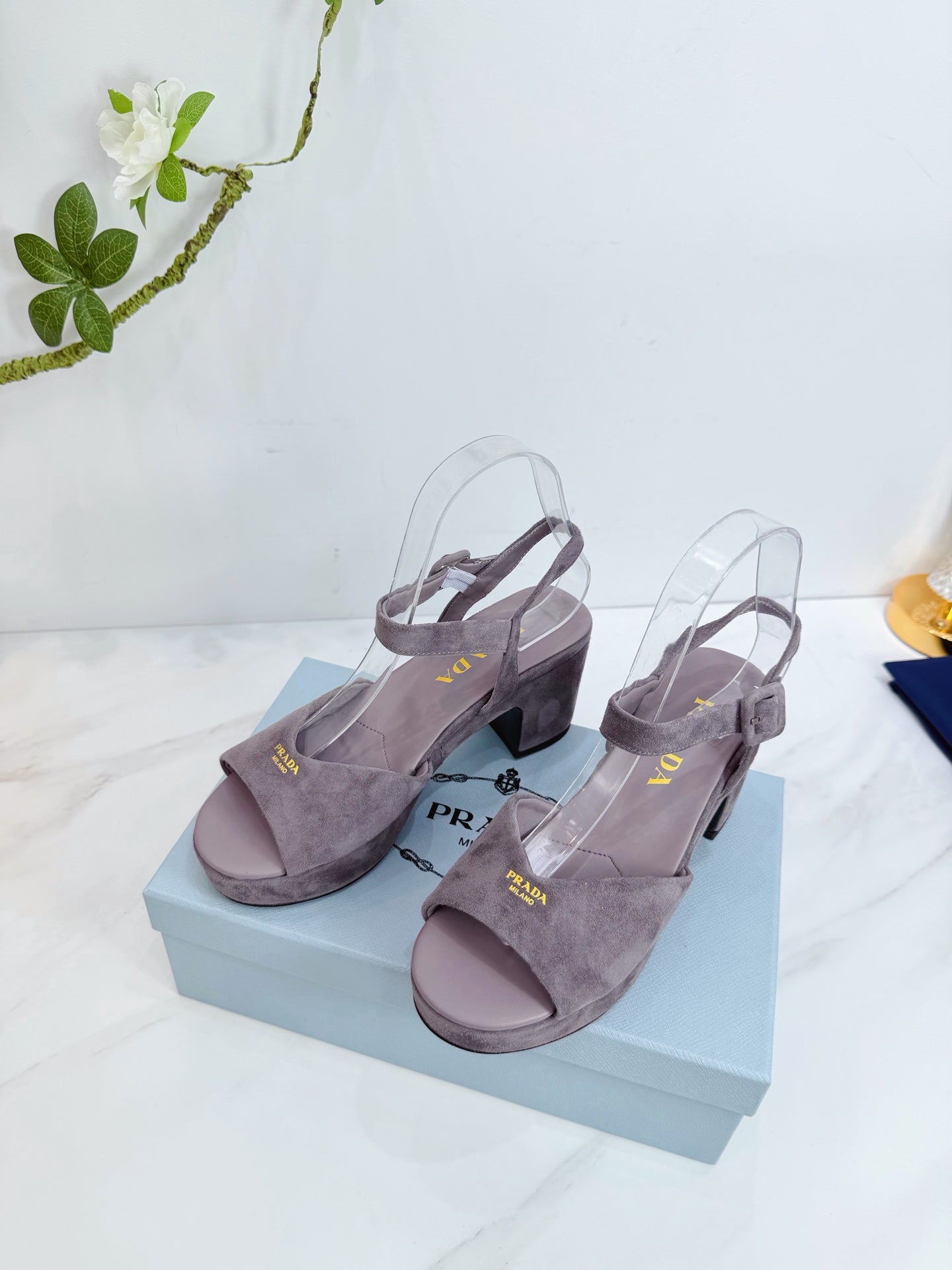 PRA 26SS Platform Sandals 75 Light Purple Suede Sheepskin 592381