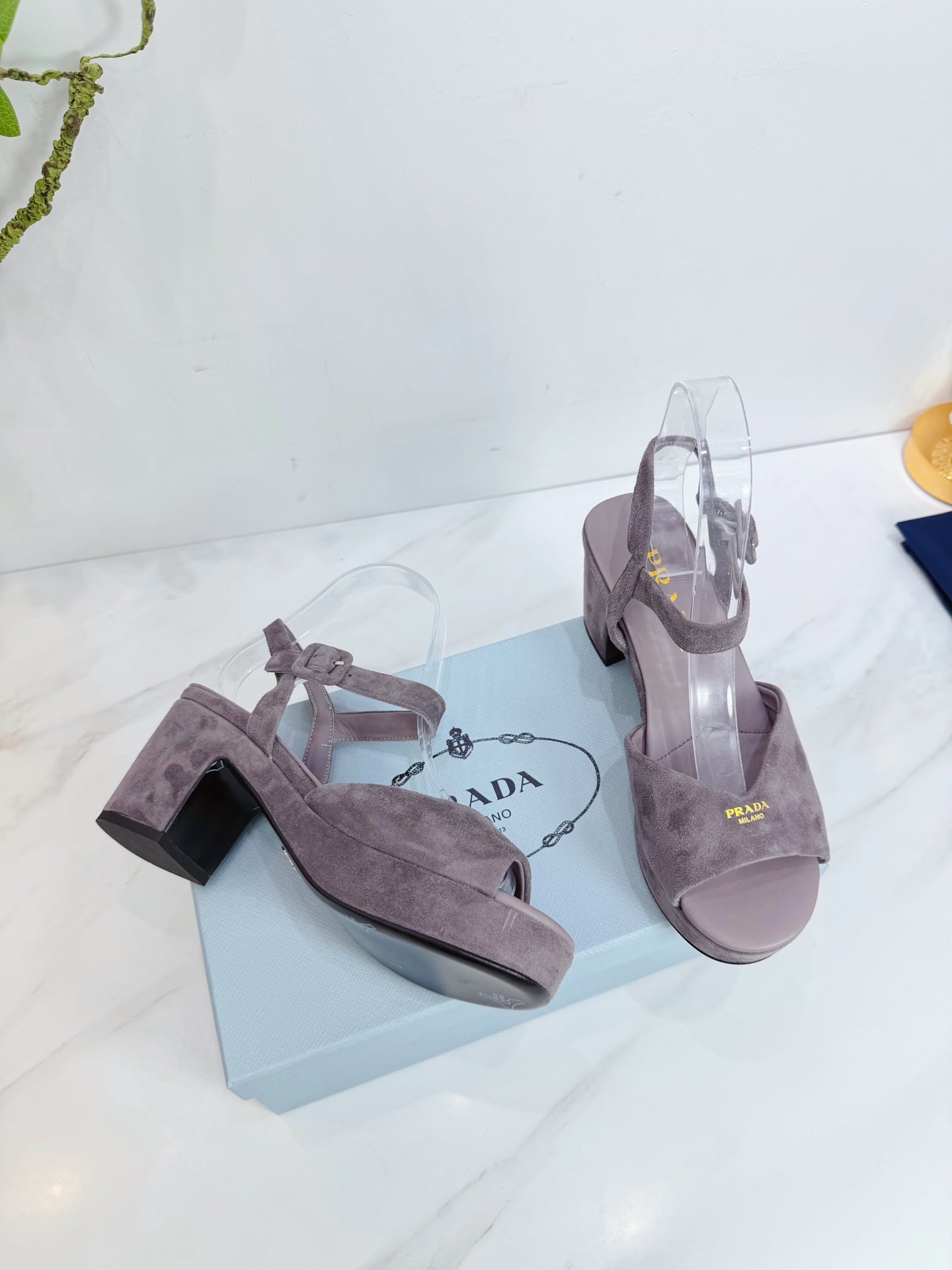 PRA 26SS Platform Sandals 75 Light Purple Suede Sheepskin 592381