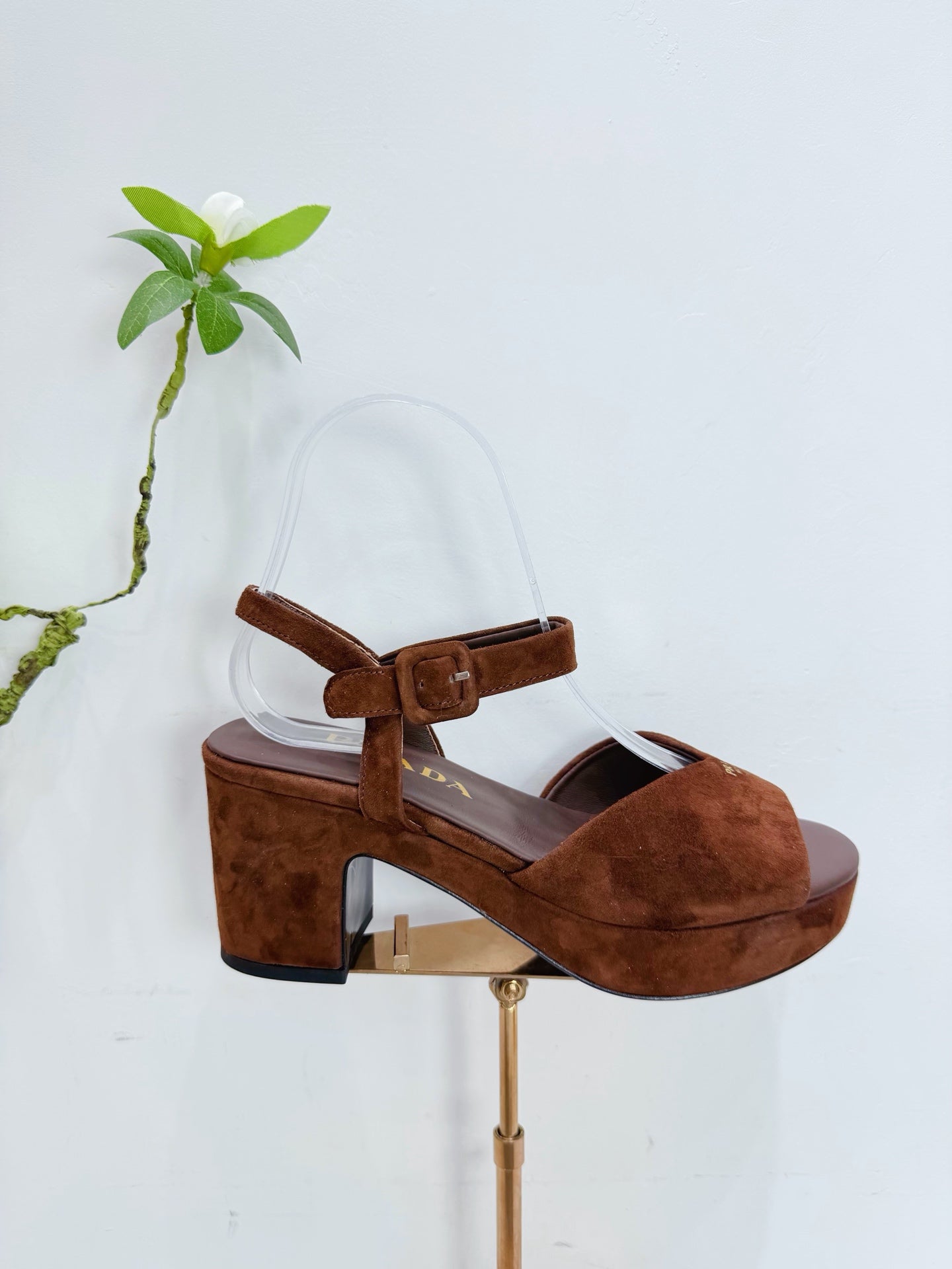 PRA 26SS Platform Sandals 75 Dark Brown Suede Sheepskin 592382