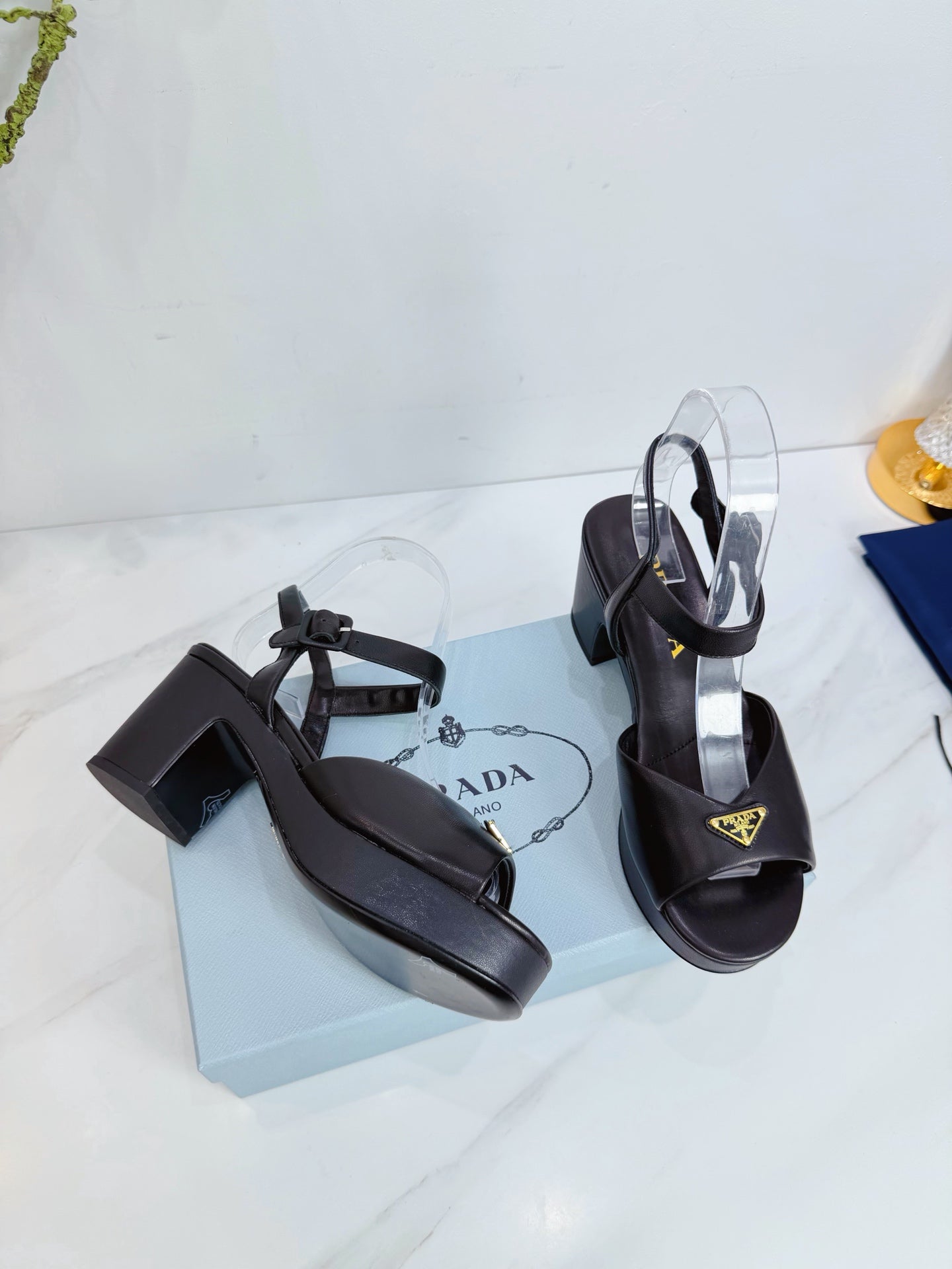 PRA 26SS Platform Sandals 75 Black Sheepskin 592384