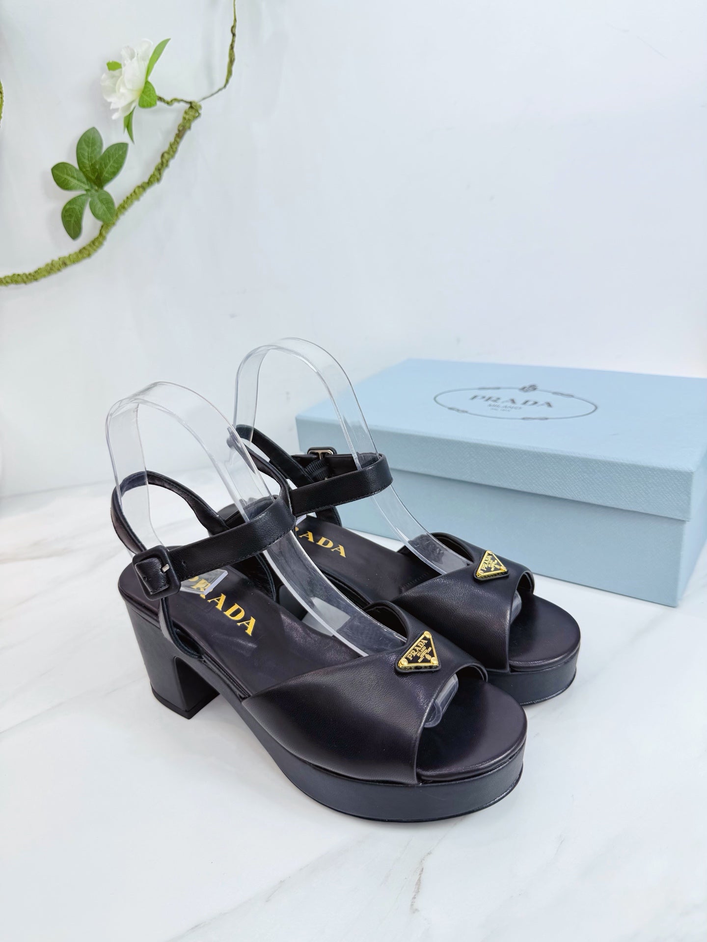 PRA 26SS Platform Sandals 75 Black Sheepskin 592384