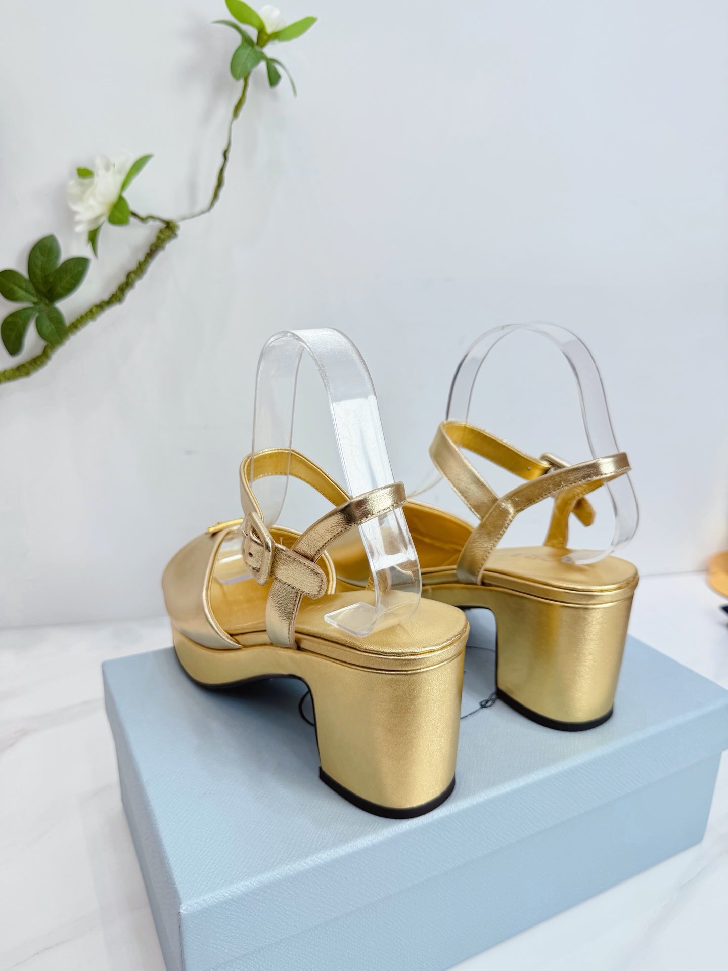 PRA 26SS Platform Sandals 75 Gold Metallic Sheepskin 592385