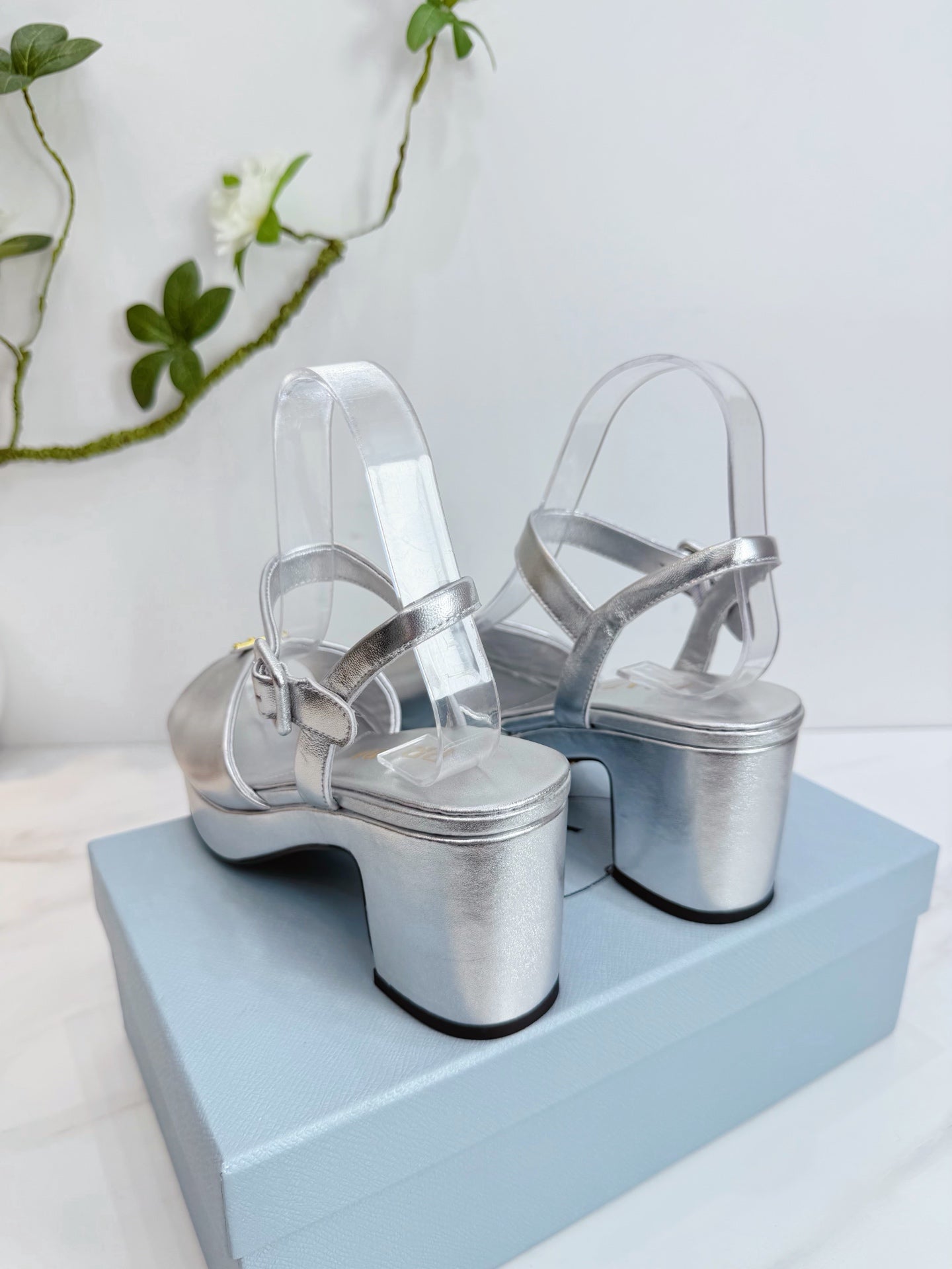 PRA 26SS Platform Sandals 75 Sliver Metallic Sheepskin 592386