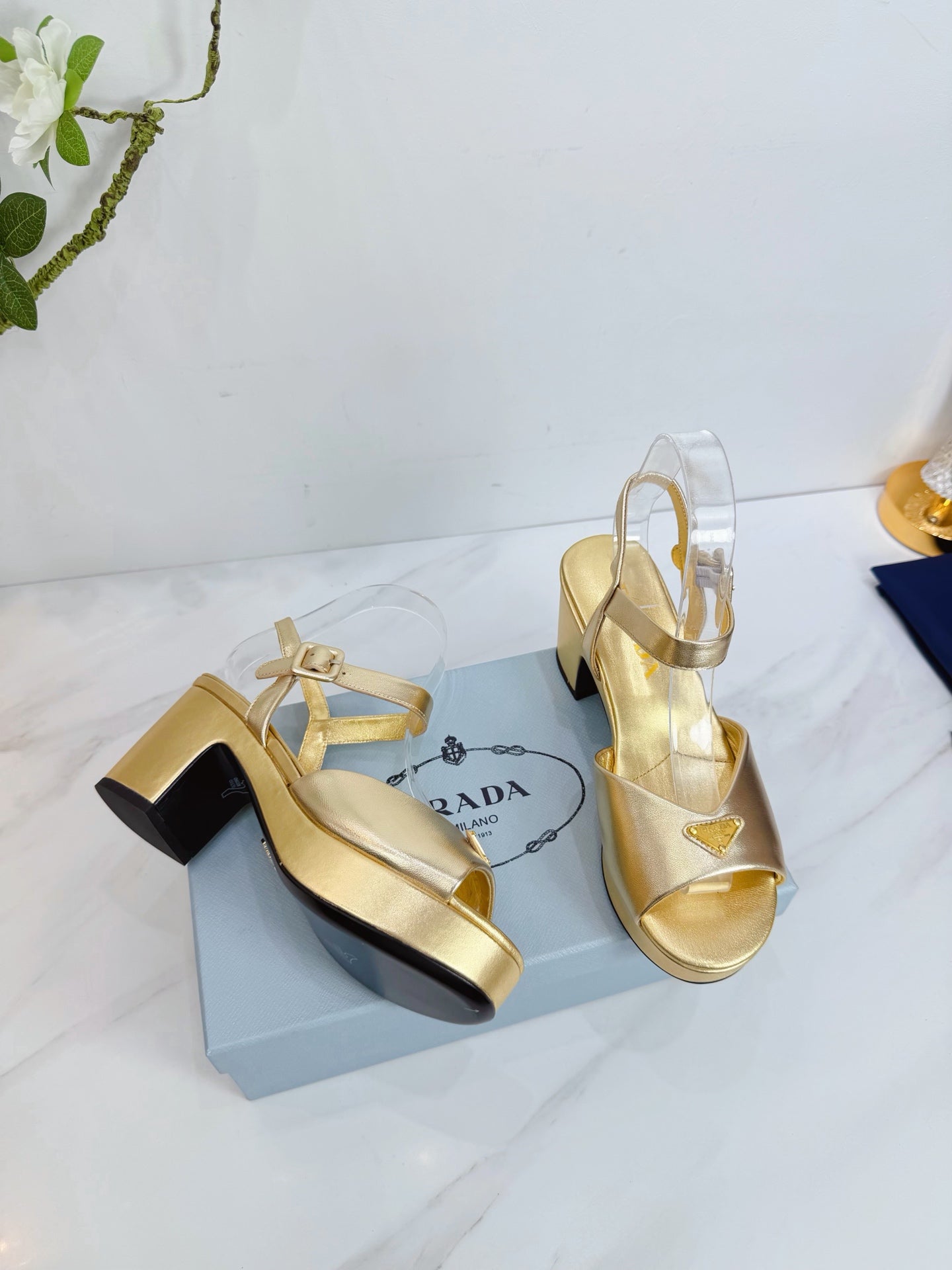 PRA 26SS Platform Sandals 75 Gold Metallic Sheepskin 592385