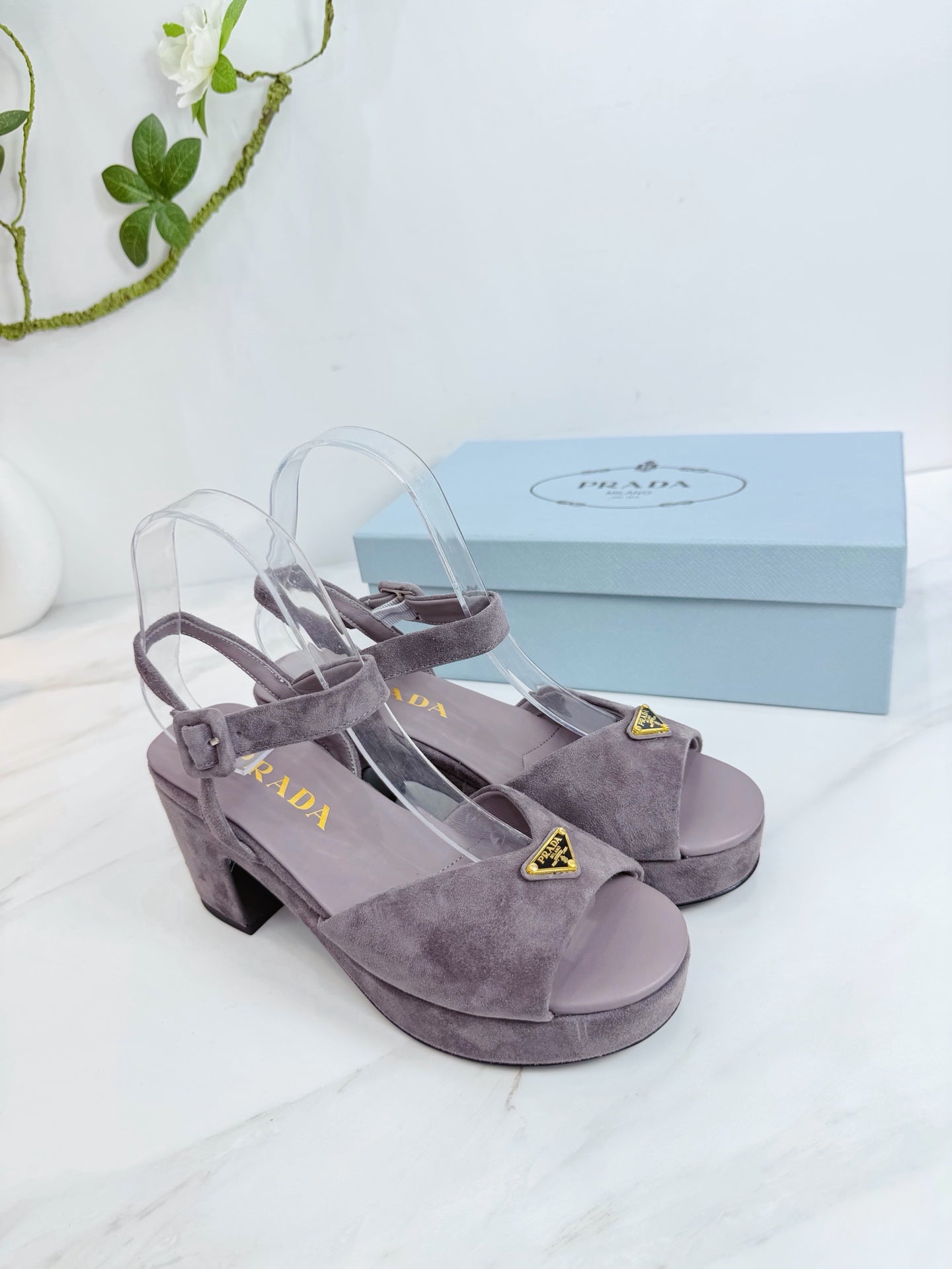 PRA 26SS Platform Sandals 75 Light Purple Suede Sheepskin 592390