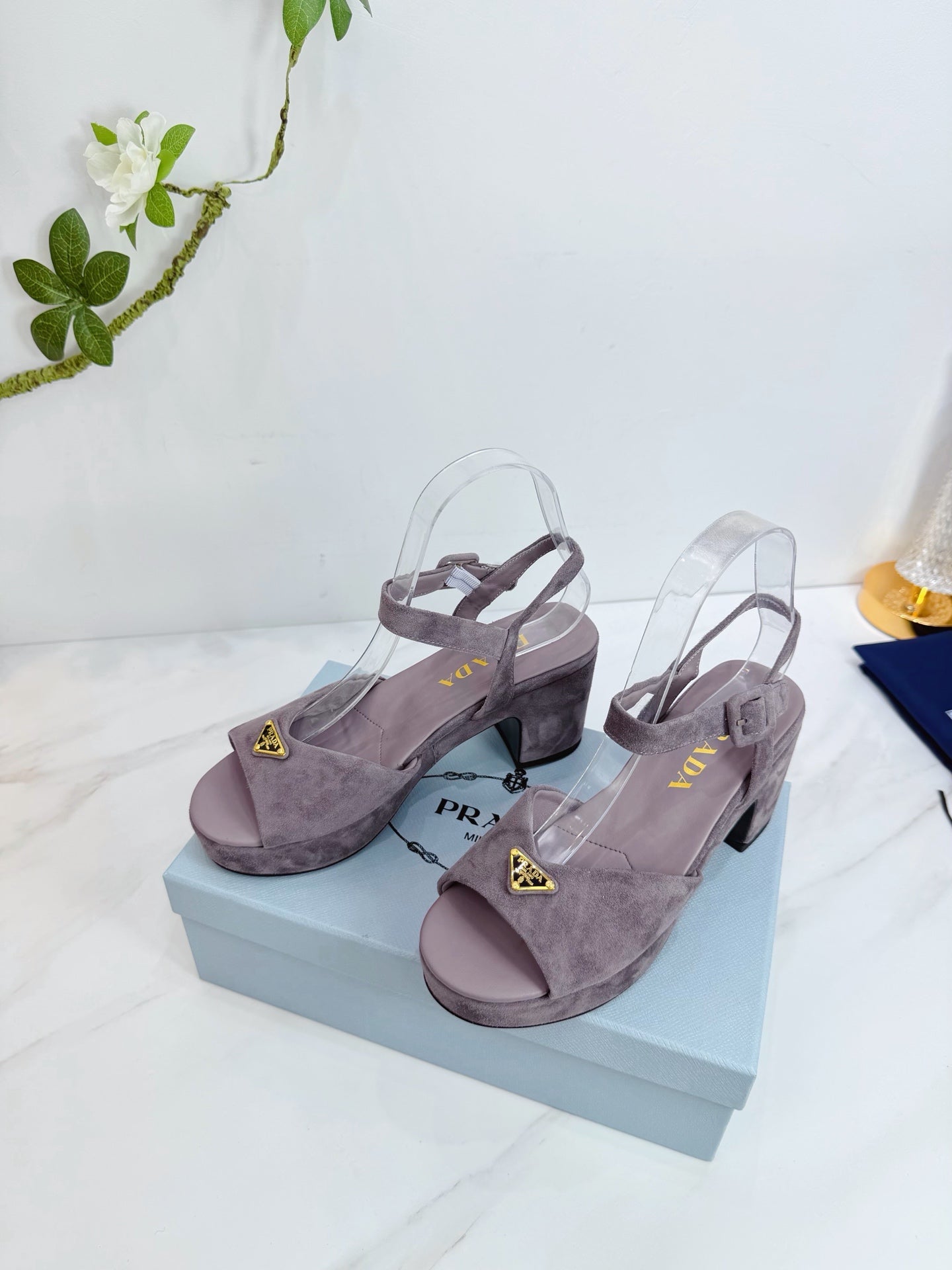 PRA 26SS Platform Sandals 75 Light Purple Suede Sheepskin 592390