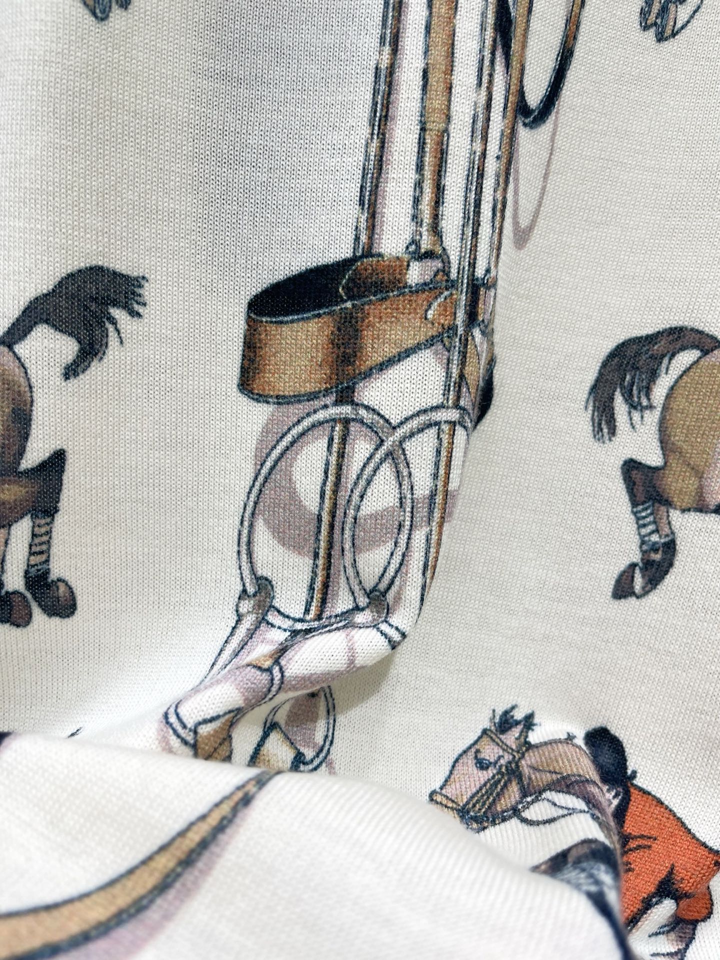 Hermes 2026 Blend Short-Sleeve Printed Shirt White Mix Colors Wool 653835