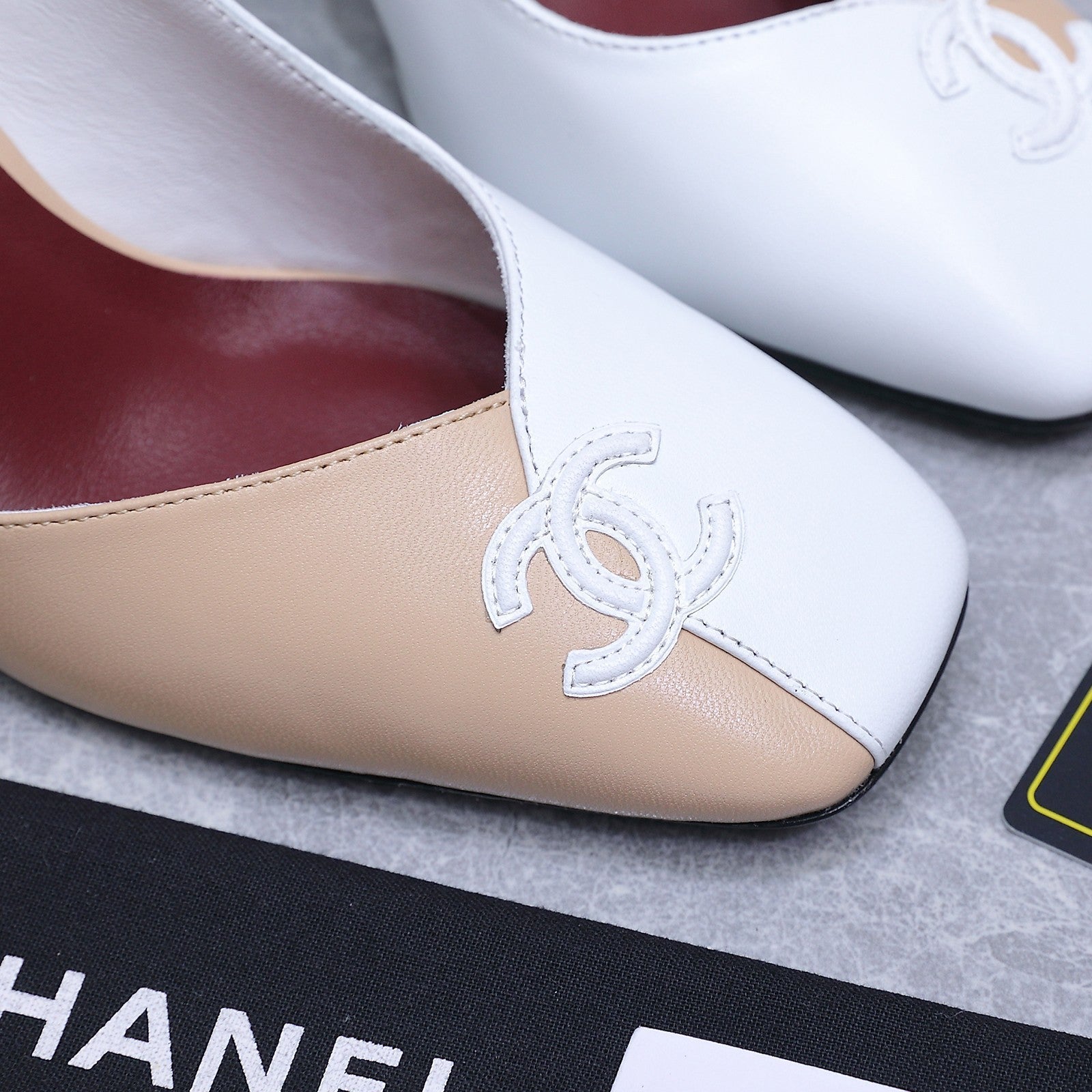 Chanel 2026 High-Heeled Slingback 80mm Beige White Suede Leather 758407
