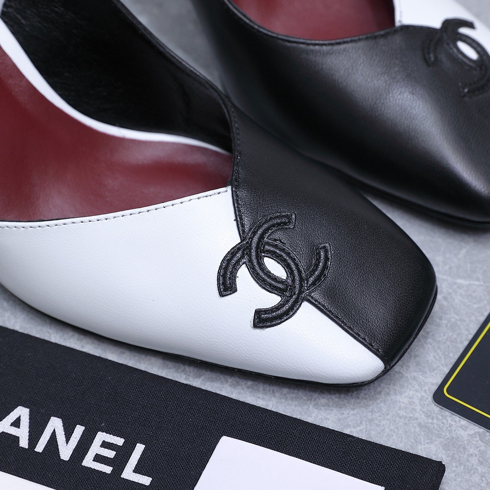 Chanel 2026 High-Heeled Slingback 80mm Black White Suede Leather 758408