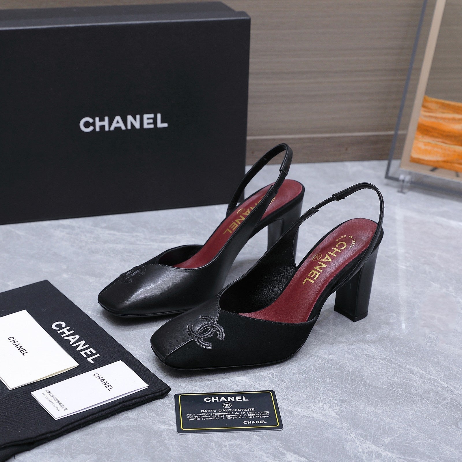 Chanel 2026 High-Heeled Slingback 80mmBlack Suede Leather 758410