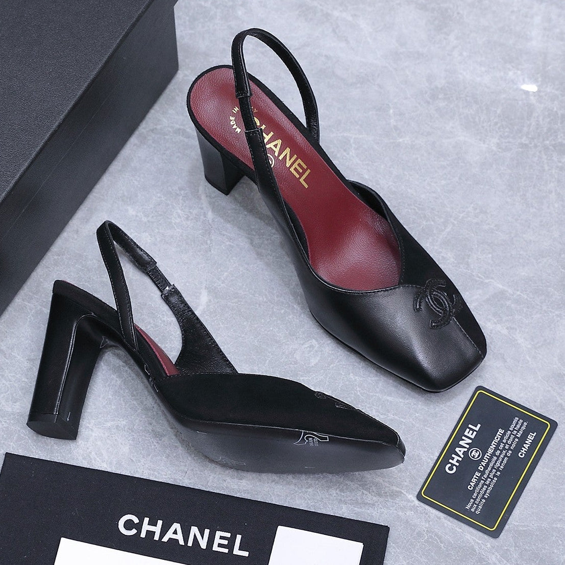 Chanel 2026 High-Heeled Slingback 80mmBlack Suede Leather 758410