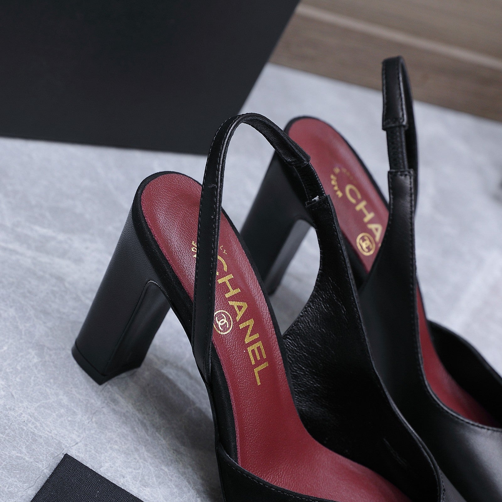Chanel 2026 High-Heeled Slingback 80mmBlack Suede Leather 758410