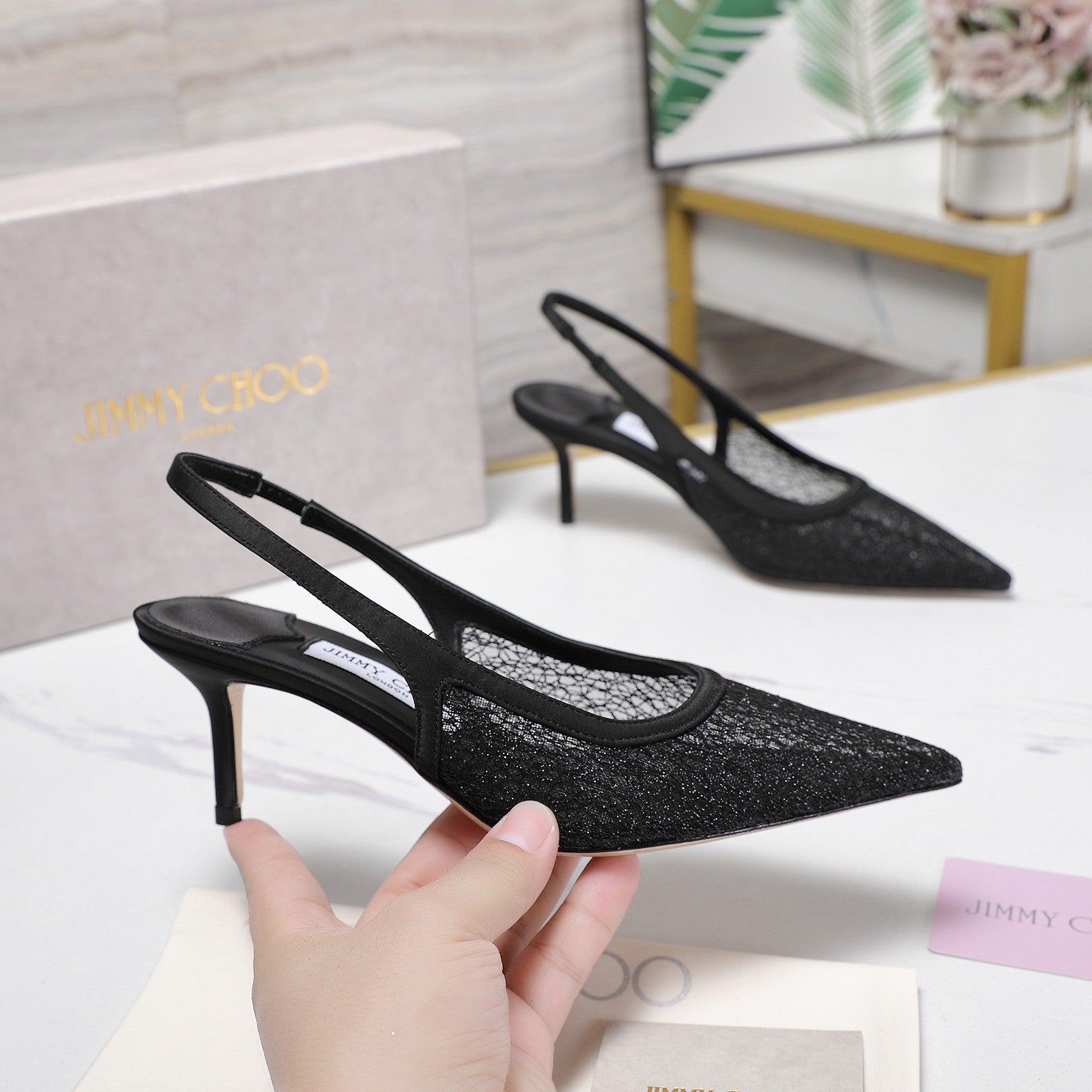 Jimmy Choo 2026 Amita Slingback 65mm Mesh 961758