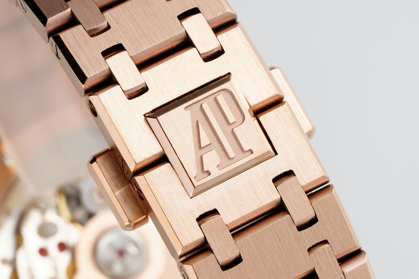 Audemars Piguet Royal Oak 34mm Pink Dial Pink Gold Case Diamond Bezel