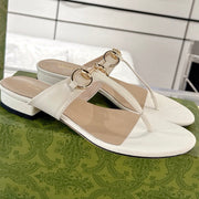 GC Horsebit Thong Sandals Ivory Leather 292476