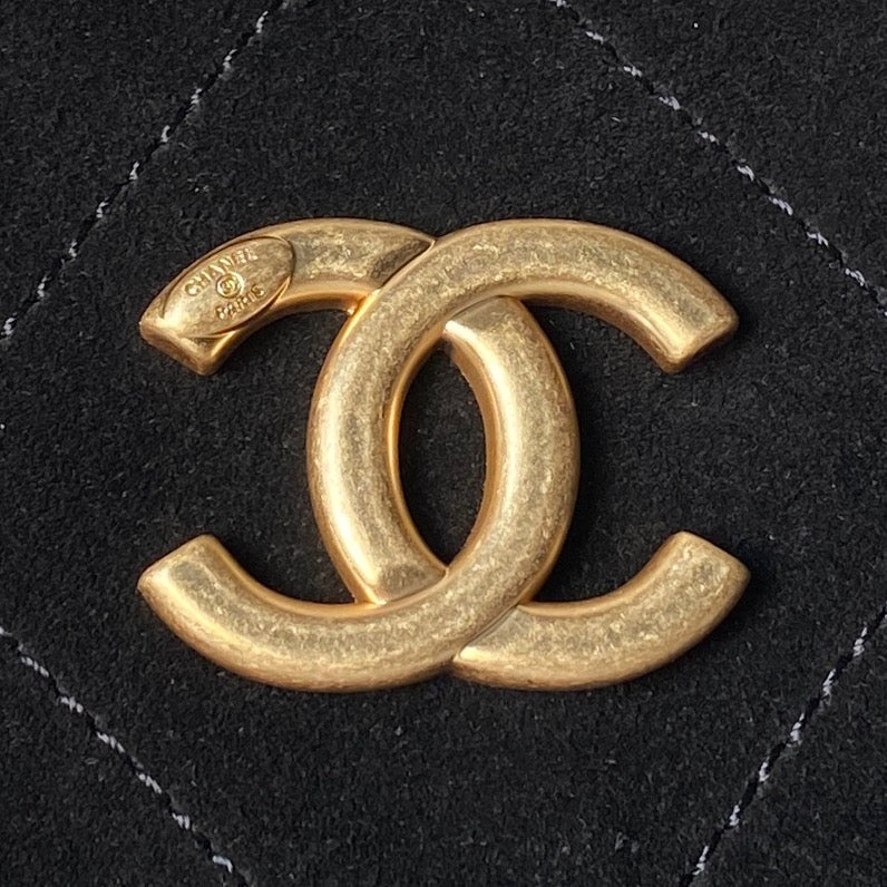 Chanel 2025 Hobo Bag 31cm Black Suede With Gold Hardware 320288