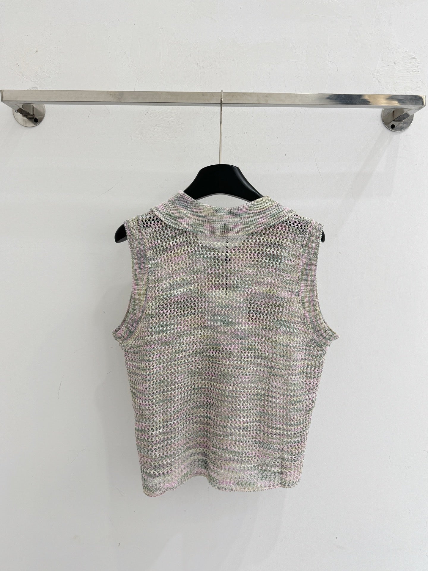 Chanel 2026 Openwork Knit Vest Grey Cotton 294454