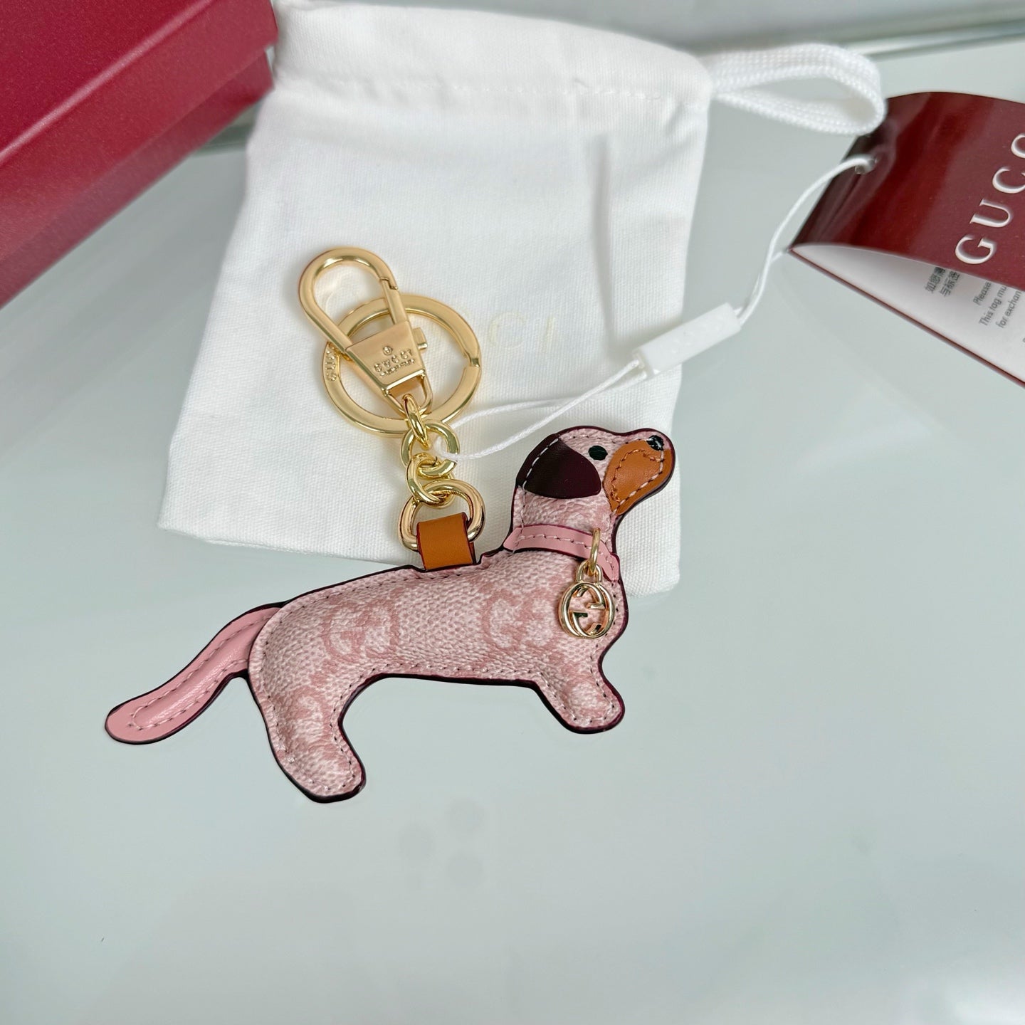 Gucci Dog-shaped  Light Pink Bag Charm