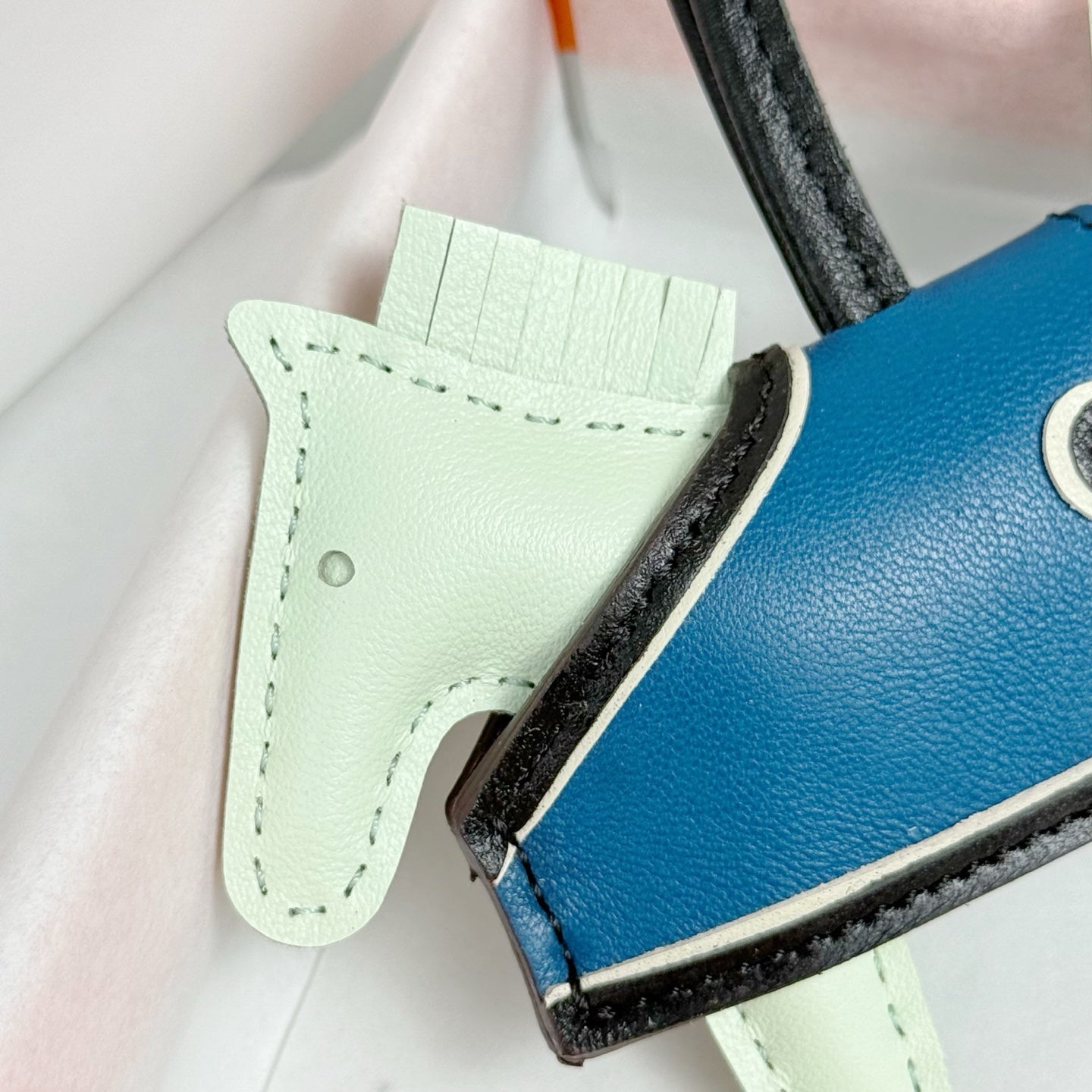 HM Rodeo Robeo Heart PM Charm White mix Blue Lambskin