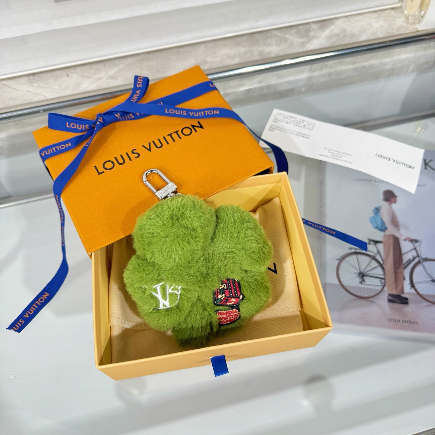 LV Lucky Trefoil Four-leaf Clover Charm Green mix Colors Wool