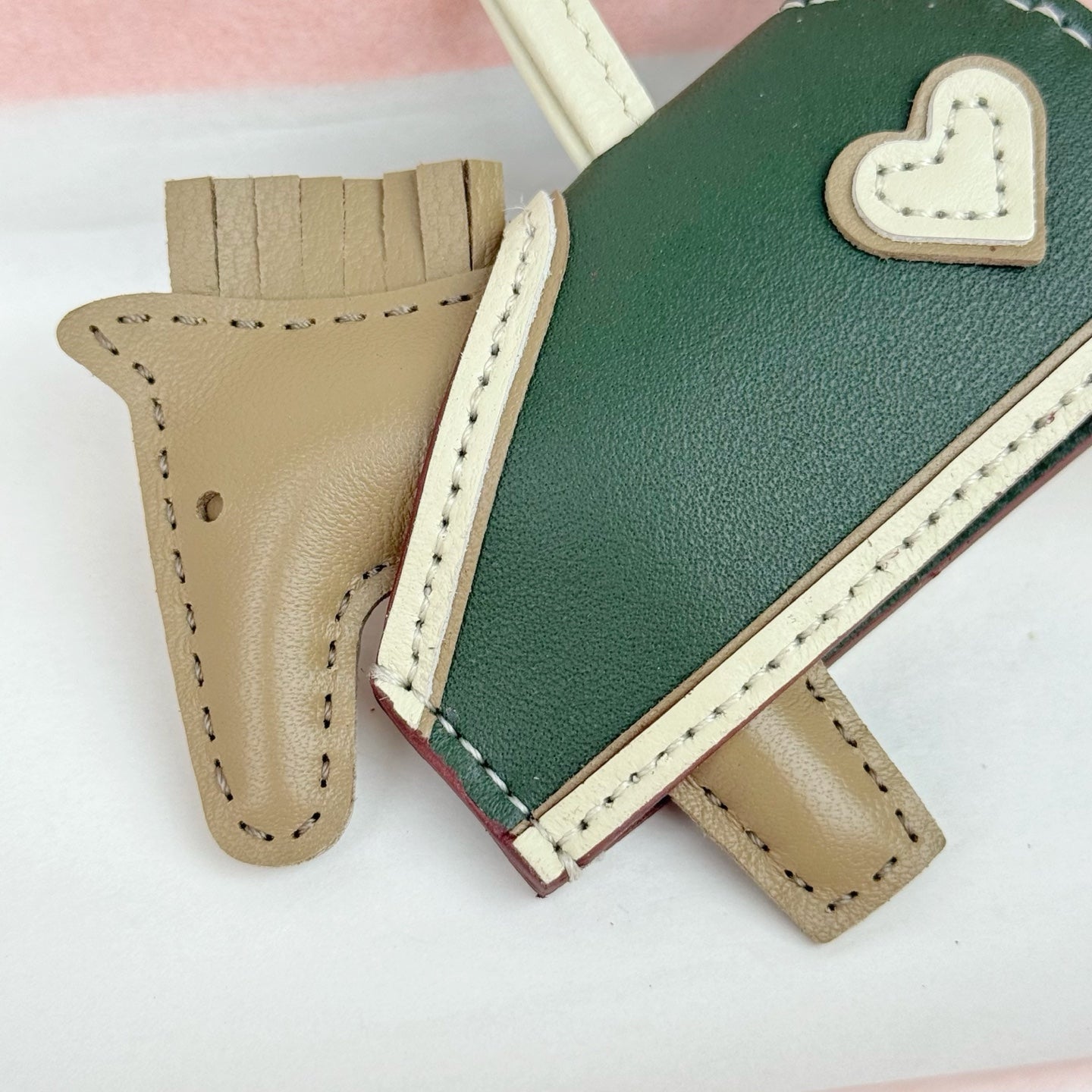 HM Rodeo Robeo Heart PM Charm Beige mix Green Lambskin