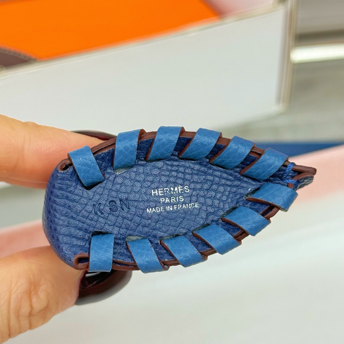 HM Horse Head Charm Blue Calfskin