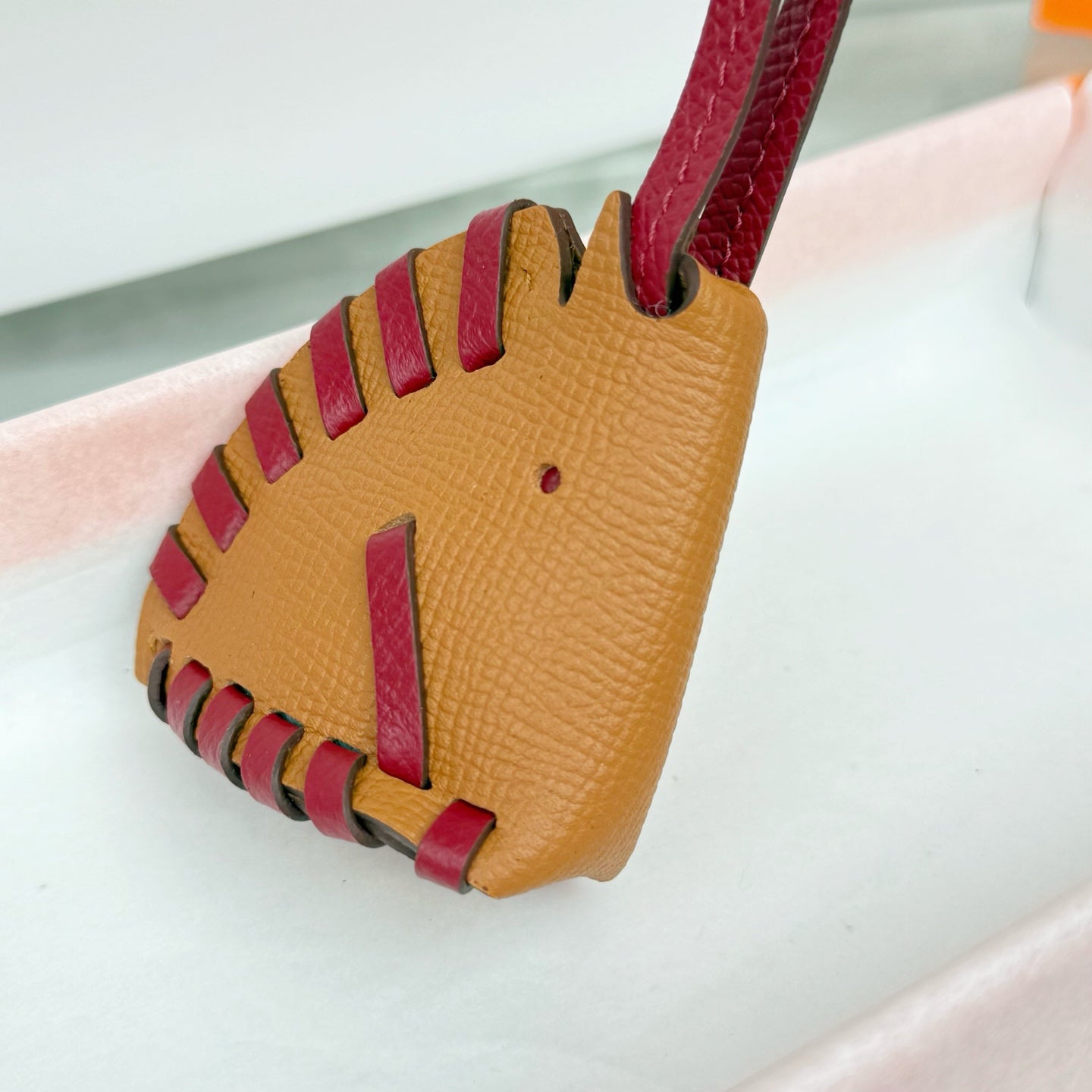 HM Horse Head Charm Brown Burgundy Calfskin