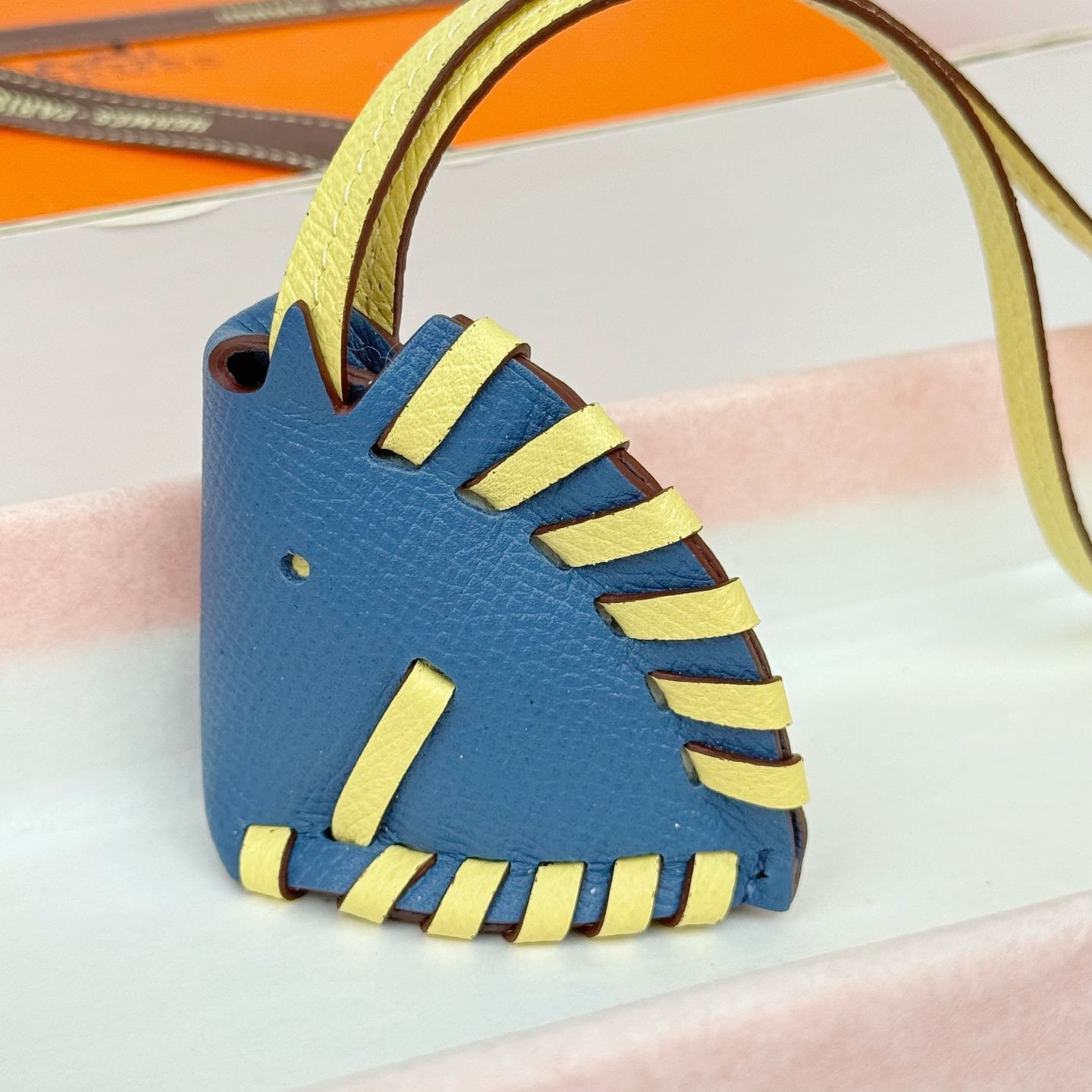 HM Horse Head Charm Blue Yellow Calfskin