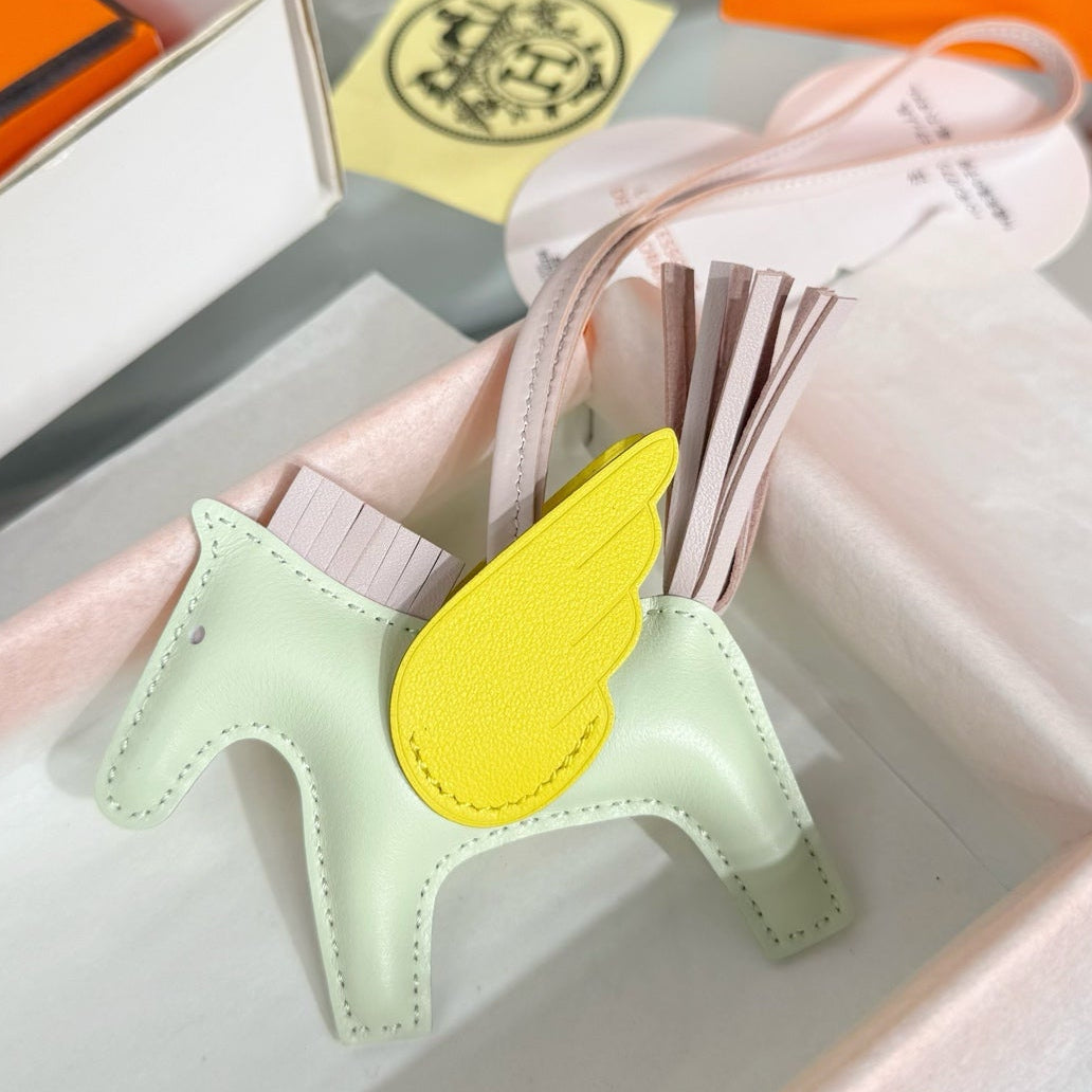 HM Rodeo Pegase PM Charm Mint Green Pink Yellow Lambskin