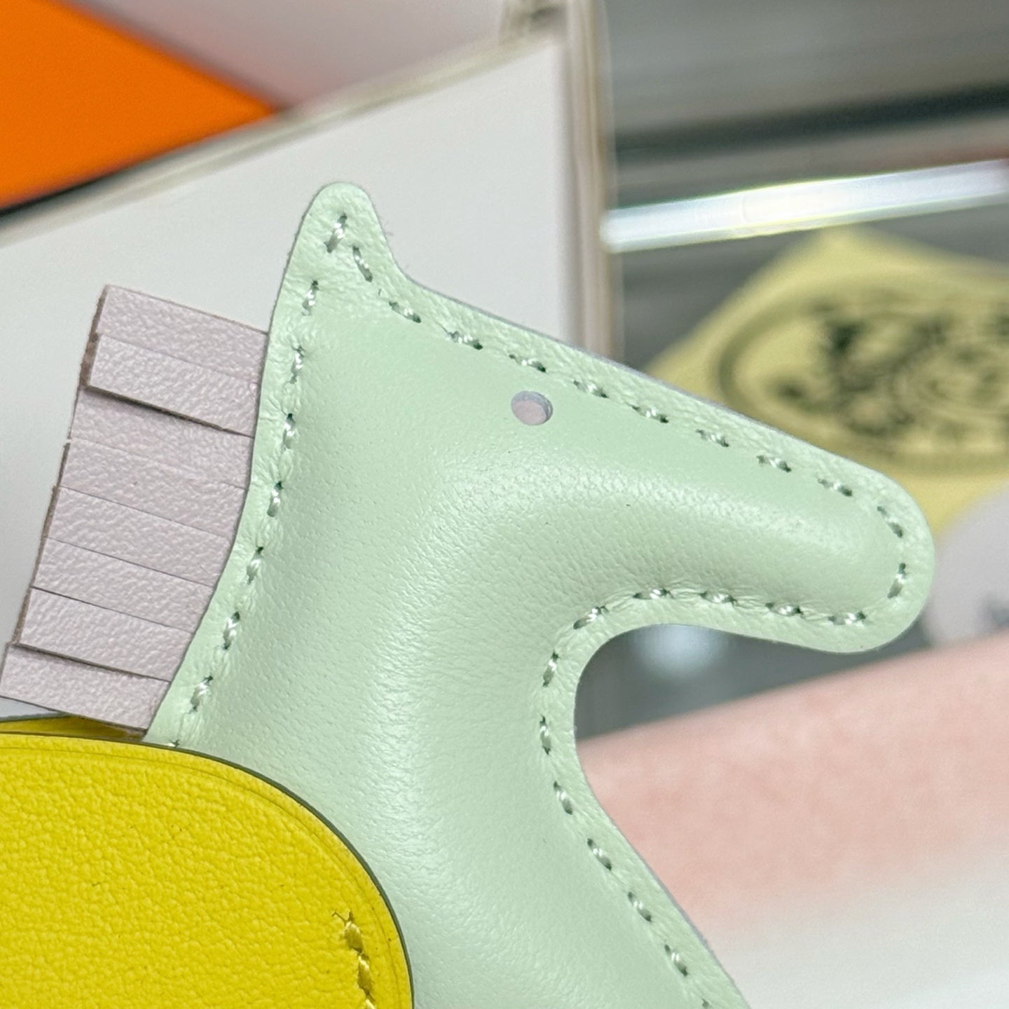 HM Rodeo Pegase PM Charm Mint Green Pink Yellow Lambskin